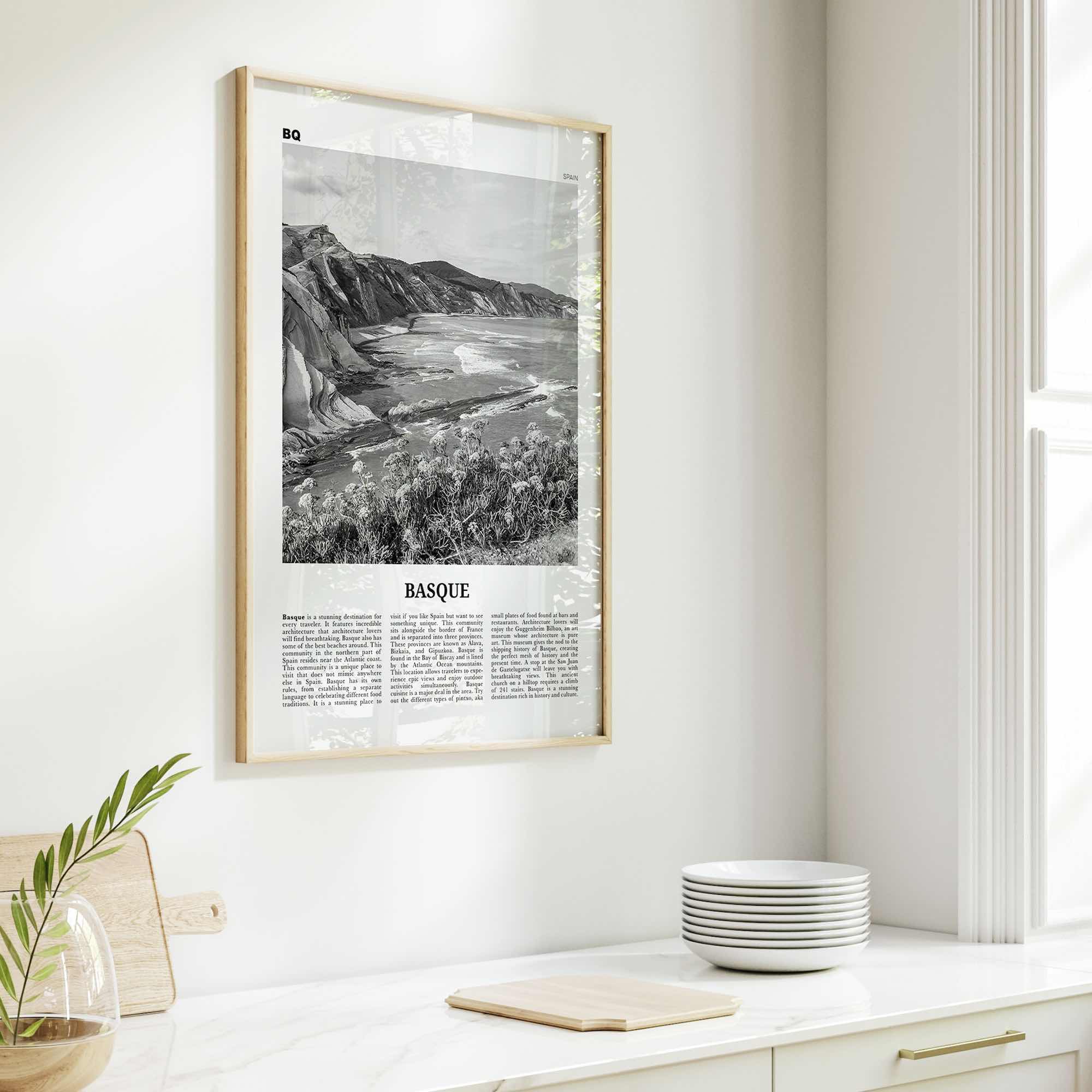 Basque Country Print Black and White, Basque Wall Art, Basque Poster, Basque Photo, Basque Wall Décor, Basque Map, Spain