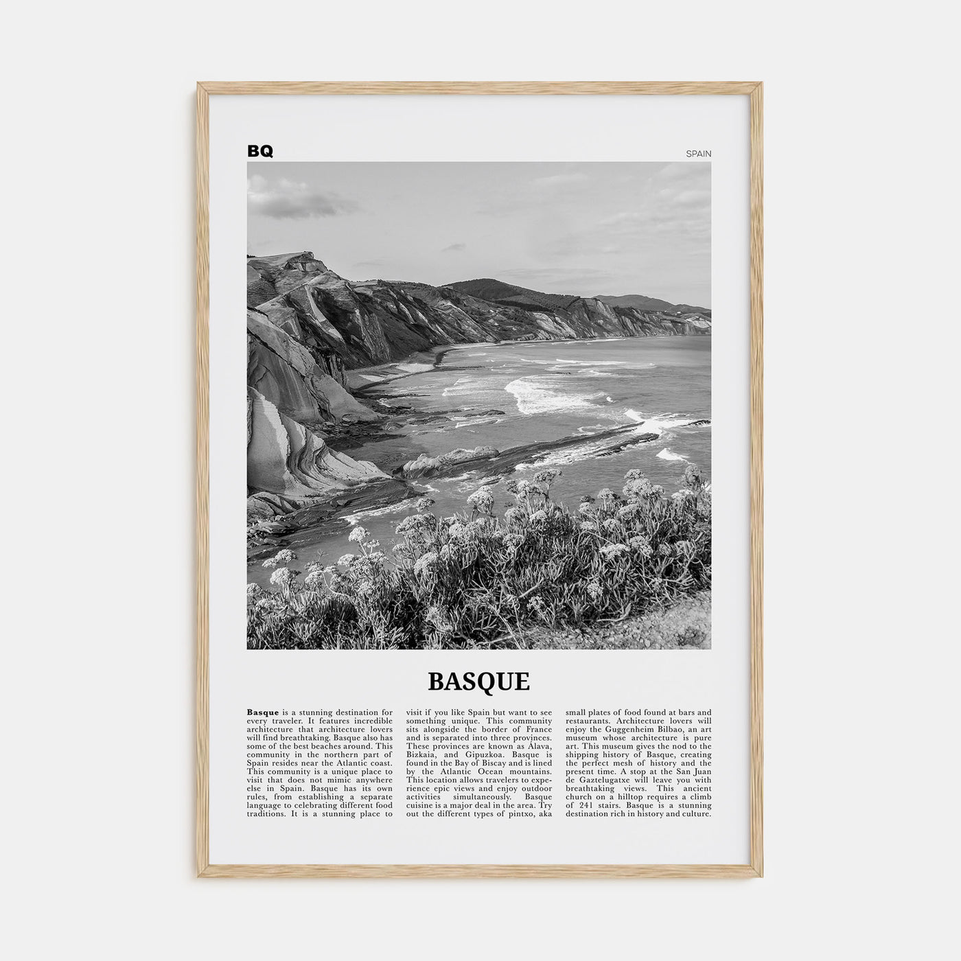Basque Country Travel B&W Poster
