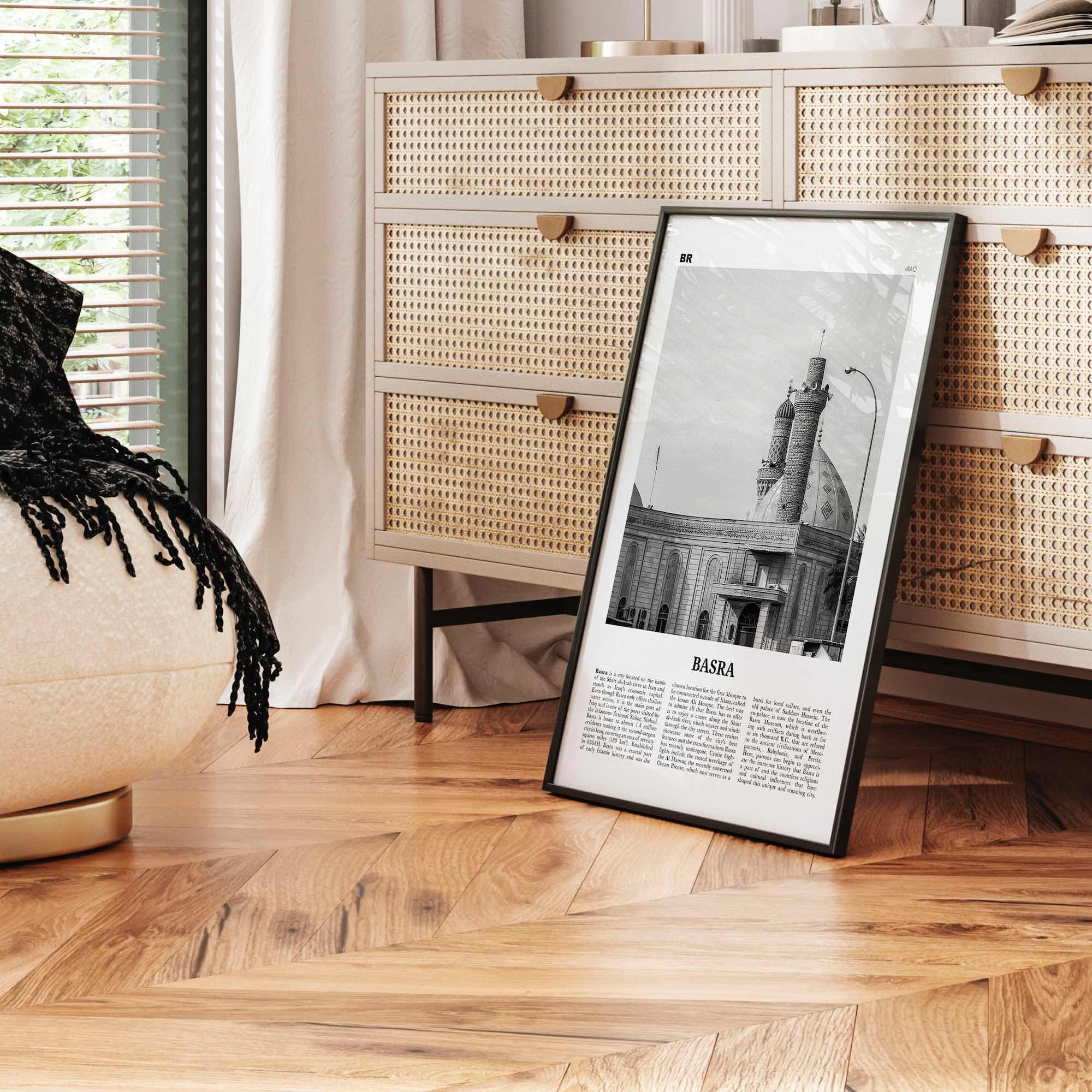 Basra Print Black and White, Basra Wall Art, Basra Poster, Basra Photo, Basra Map, Basra Wall Decor, Iraq, al-Baṣrah, Shatt al-Arab