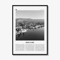Bass Lake Print Black and White, Bass Lake Wall Art, Bass Lake Poster, Bass Lake Photo, Bass Lake Wall Décor, Bass Lake Map, California, USA