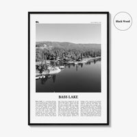 Bass Lake Print Black and White, Bass Lake Wall Art, Bass Lake Poster, Bass Lake Photo, Bass Lake Wall Décor, Bass Lake Map, California, USA