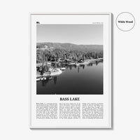 Bass Lake Print Black and White, Bass Lake Wall Art, Bass Lake Poster, Bass Lake Photo, Bass Lake Wall Décor, Bass Lake Map, California, USA