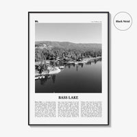 Bass Lake Print Black and White, Bass Lake Wall Art, Bass Lake Poster, Bass Lake Photo, Bass Lake Wall Décor, Bass Lake Map, California, USA