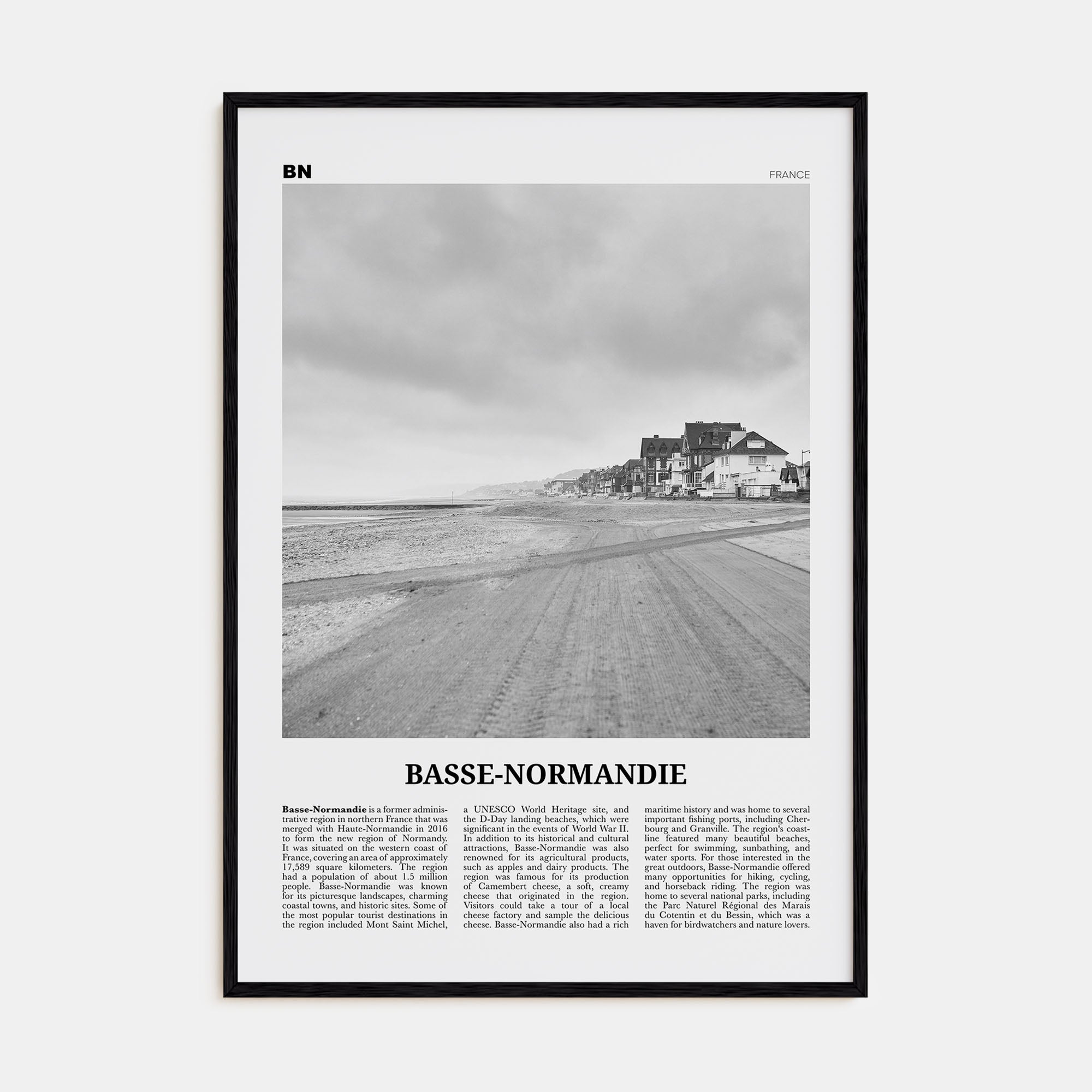 Basse-Normandie Travel B&W Poster