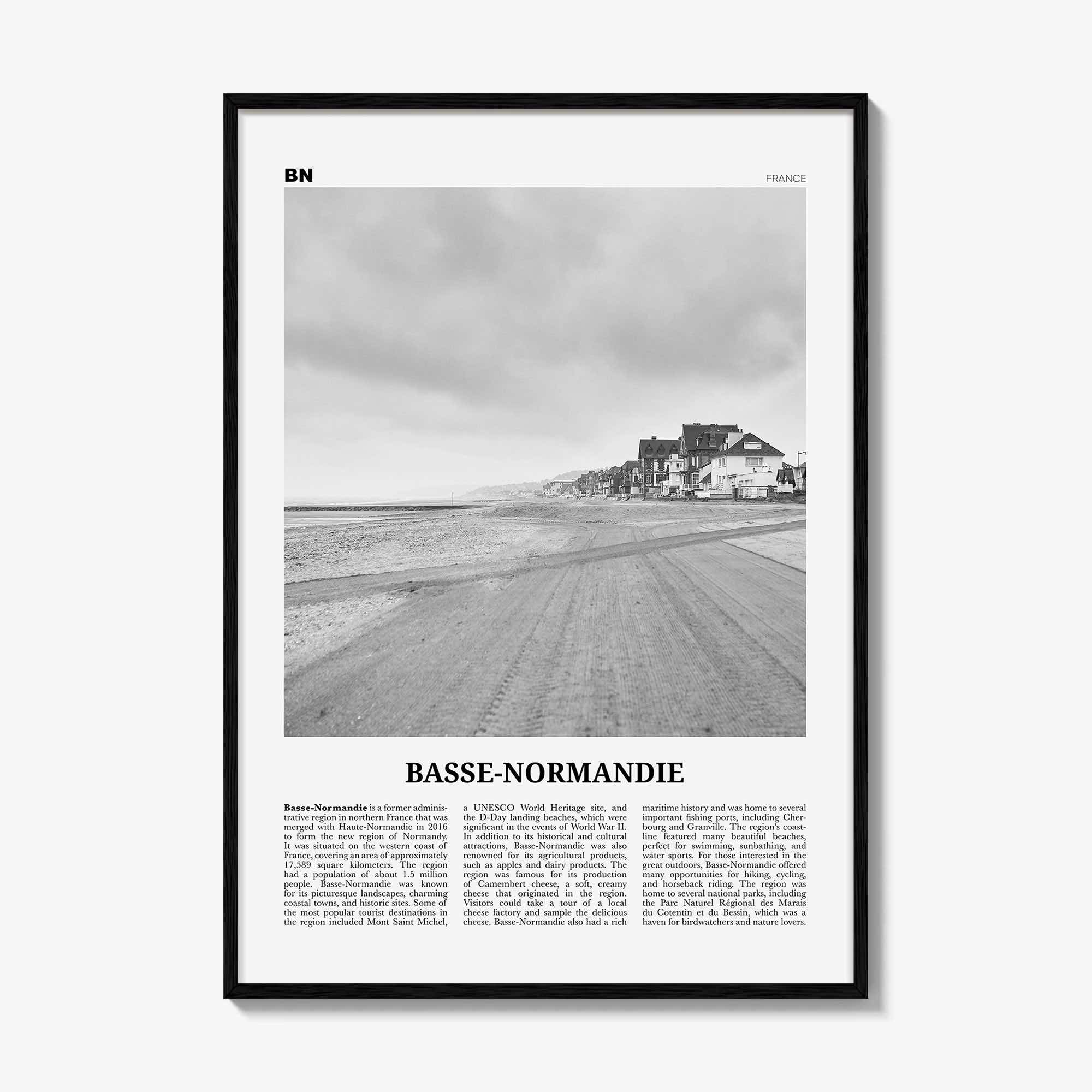 Basse Normandie Print Black and White, Basse Normandie Art, Basse Normandie Poster, Photo, Basse Normandie Wall Décor, Basse Normandie Map
