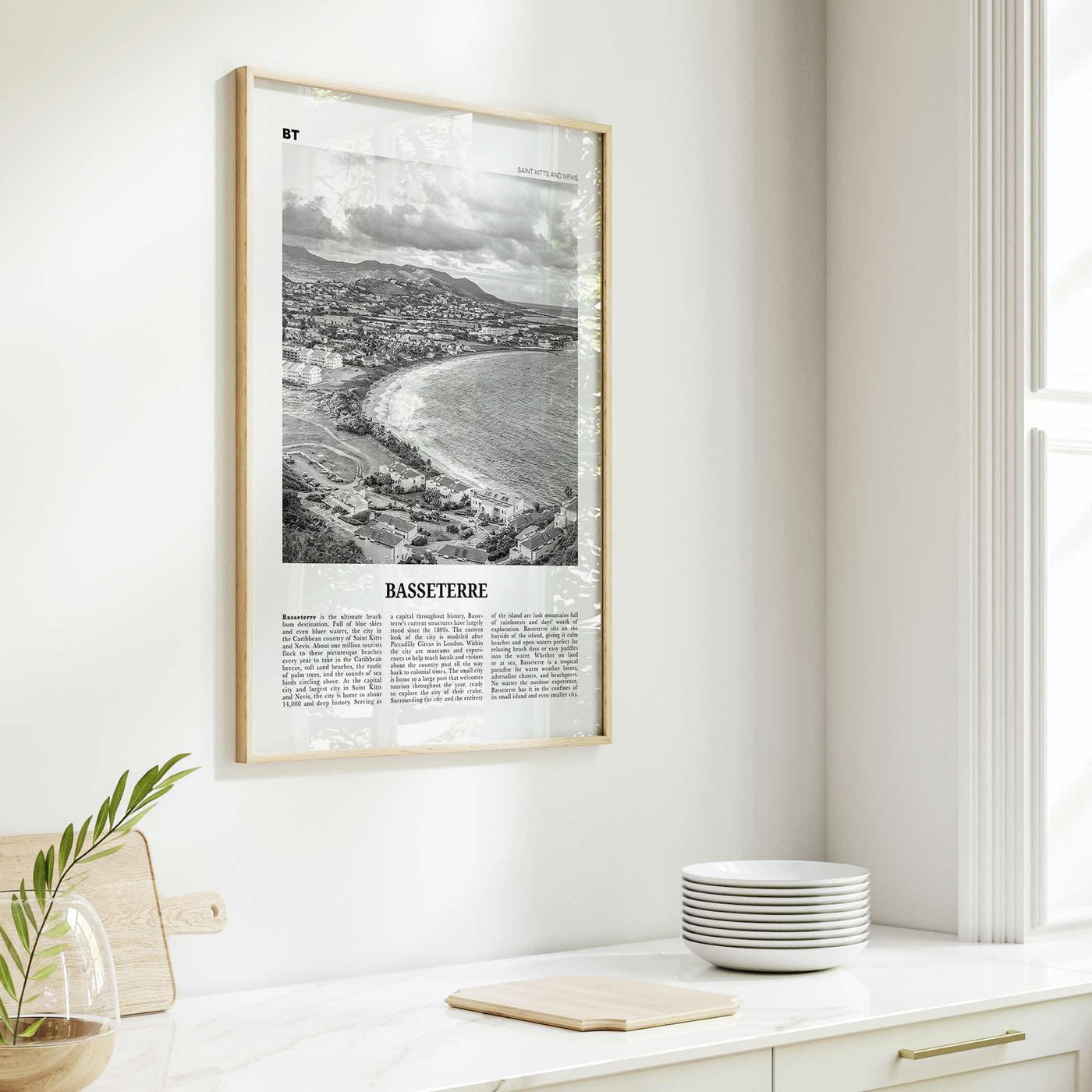 Basseterre Print Black and White, Basseterre Wall Art, Basseterre Poster, Basseterre Photo, Basseterre Wall Décor, Saint Kitts and Nevis