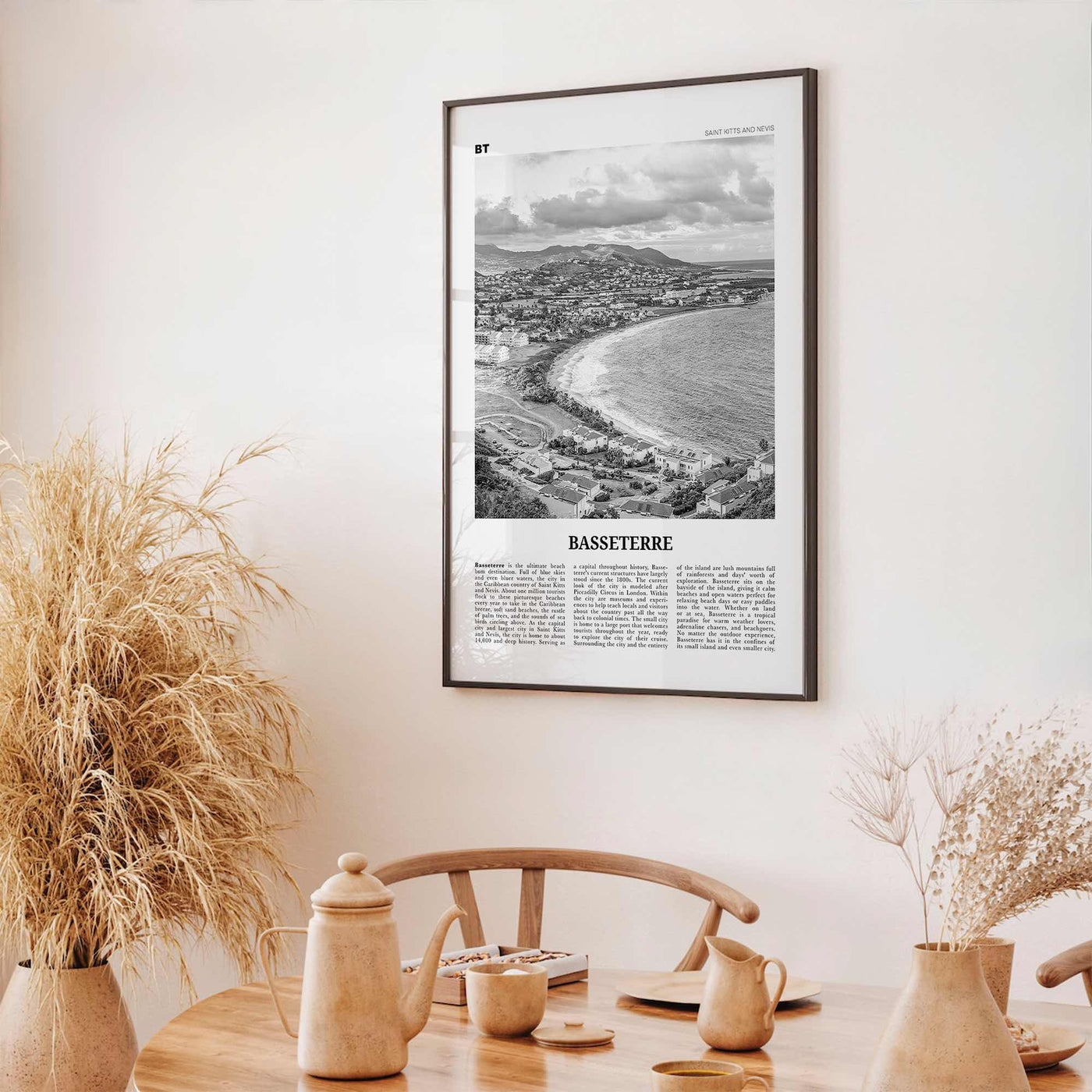 Basseterre Print Black and White, Basseterre Wall Art, Basseterre Poster, Basseterre Photo, Basseterre Wall Décor, Saint Kitts and Nevis