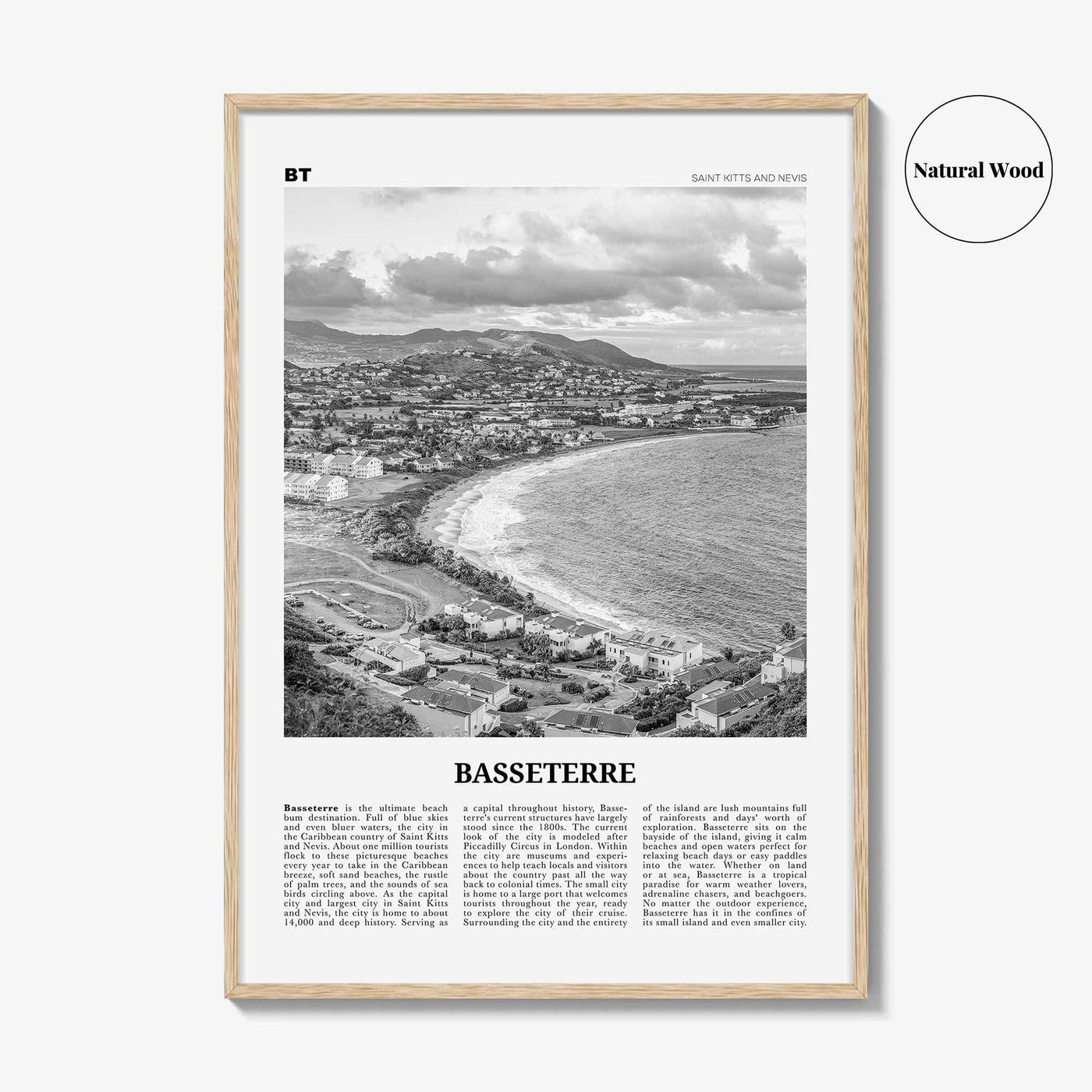 Basseterre Print Black and White, Basseterre Wall Art, Basseterre Poster, Basseterre Photo, Basseterre Wall Décor, Saint Kitts and Nevis