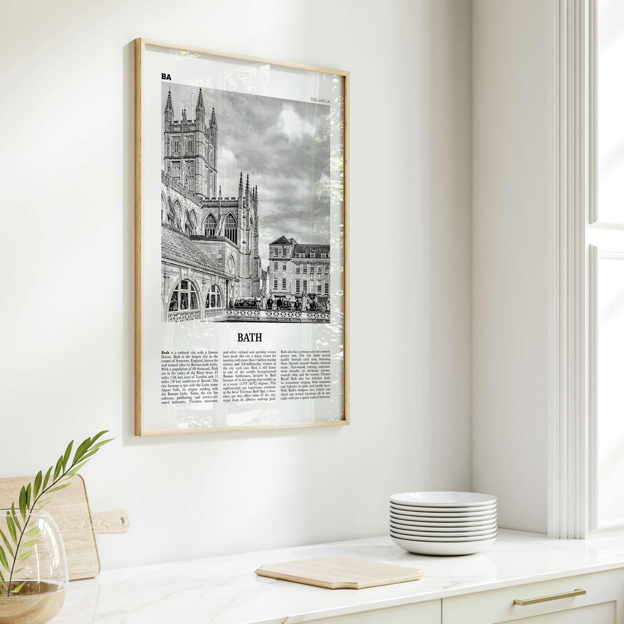 Bath Print Black and White, Bath Wall Art, Bath Poster, Bath Photo, Bath Wall Decor, England, UK, United Kingdom, Somerset, Europe