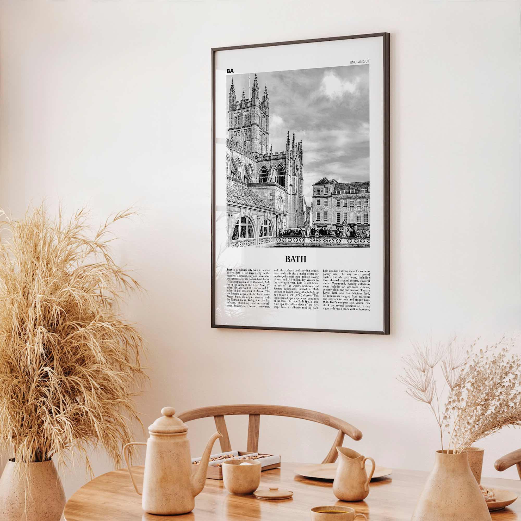 Bath Print Black and White, Bath Wall Art, Bath Poster, Bath Photo, Bath Wall Decor, England, UK, United Kingdom, Somerset, Europe