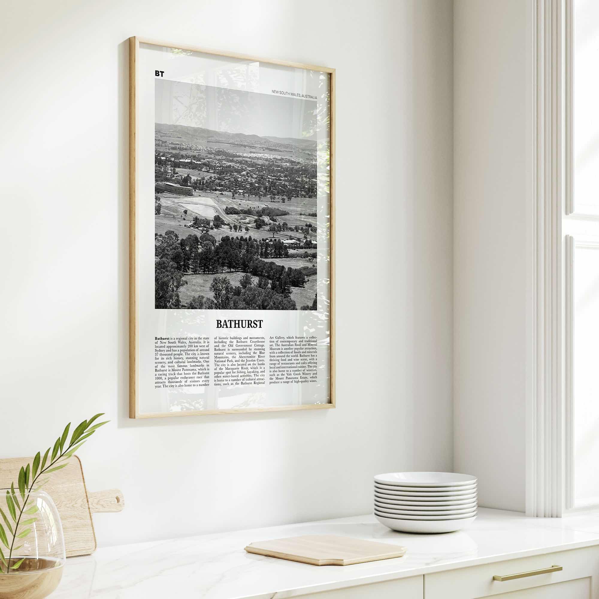 Bathurst Print Black and White, Bathurst Wall Art, Bathurst Poster, Bathurst Photo, Bathurst Wall Décor, Bathurst Map, Australia