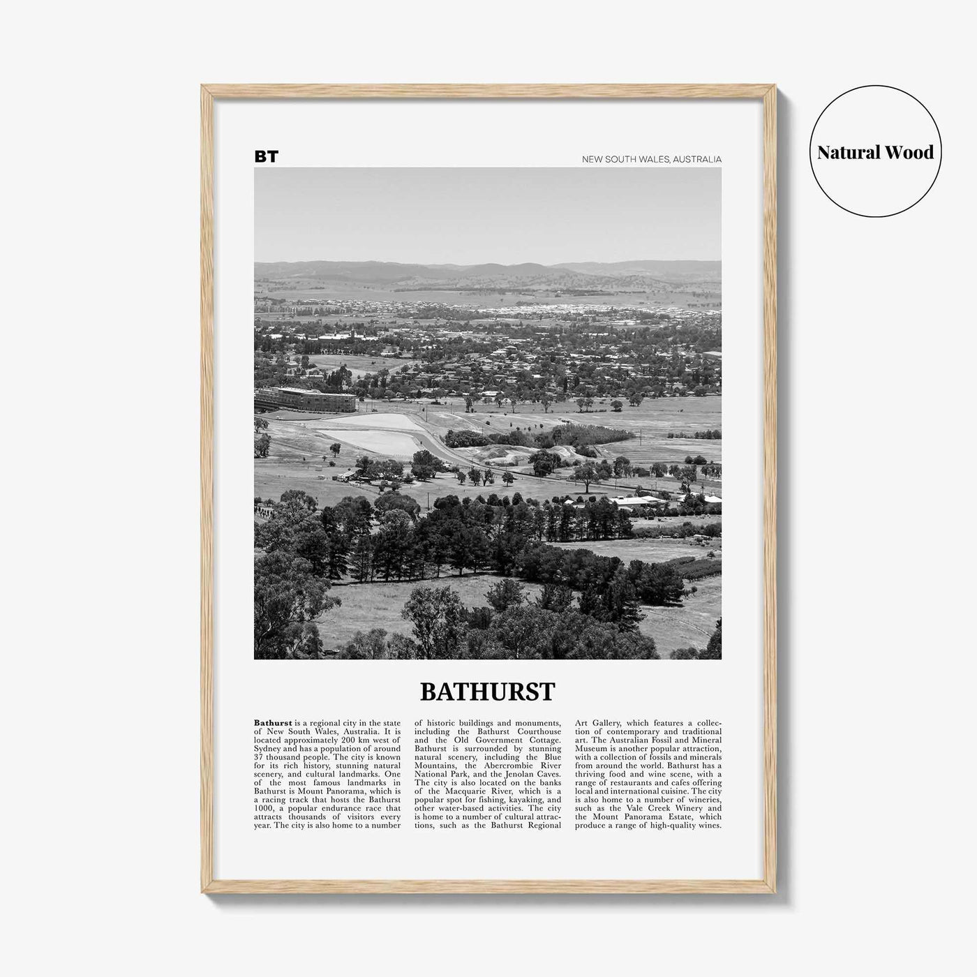 Bathurst Print Black and White, Bathurst Wall Art, Bathurst Poster, Bathurst Photo, Bathurst Wall Décor, Bathurst Map, Australia