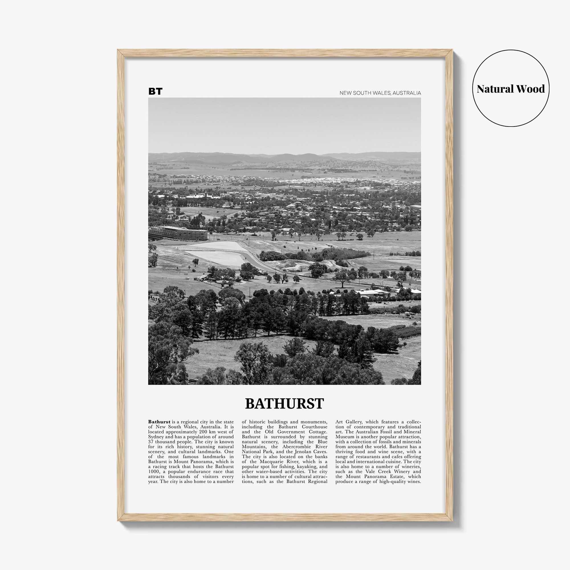 Bathurst Print Black and White, Bathurst Wall Art, Bathurst Poster, Bathurst Photo, Bathurst Wall Décor, Bathurst Map, Australia