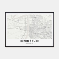 Baton Rouge Map Landscape Poster