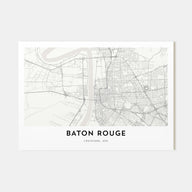 Baton Rouge Map Landscape Poster
