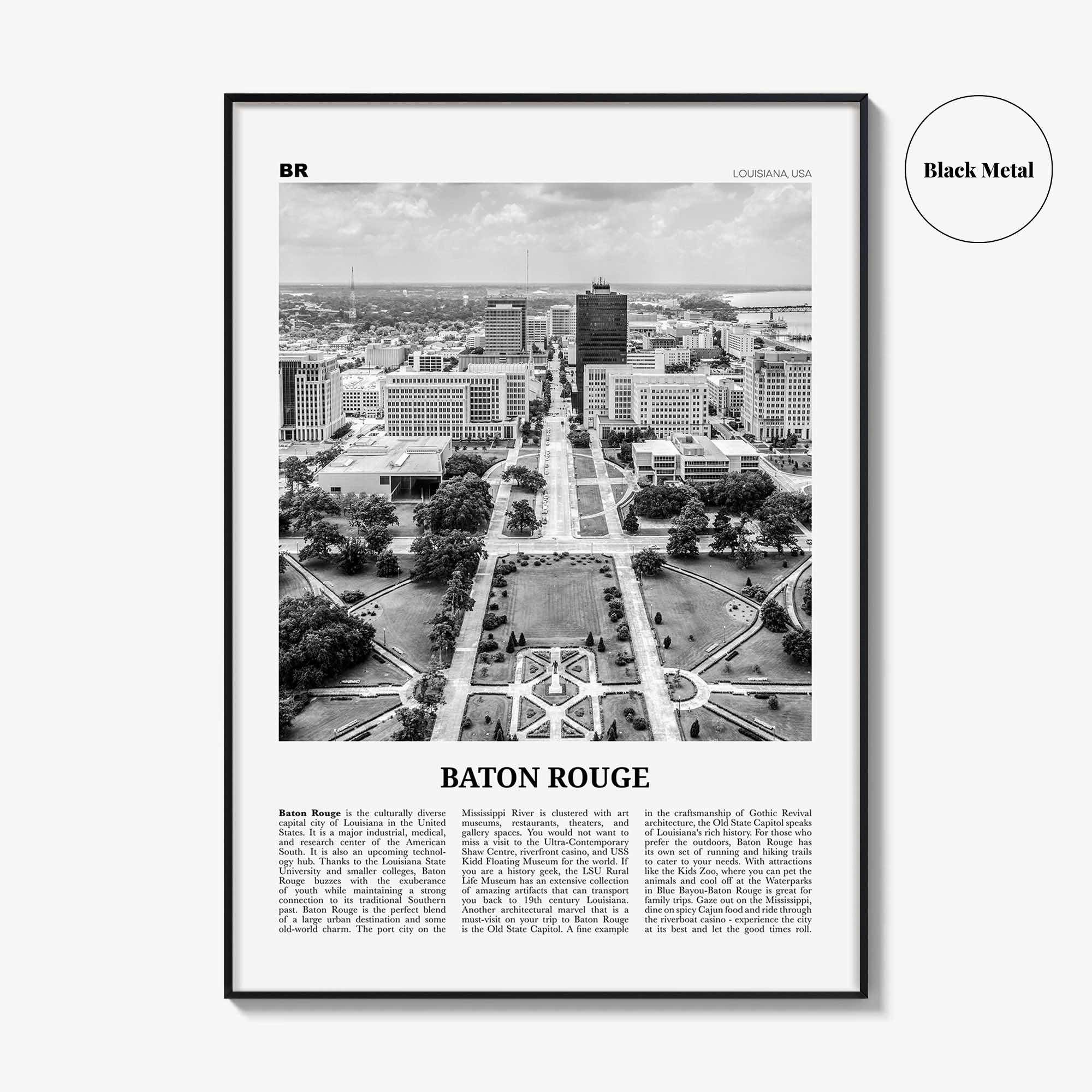 Baton Rouge Print Black and White, Baton Rouge Wall Art, Baton Rouge Poster, Baton Rouge Photo, Baton Rouge Wall Décor, Louisiana, USA