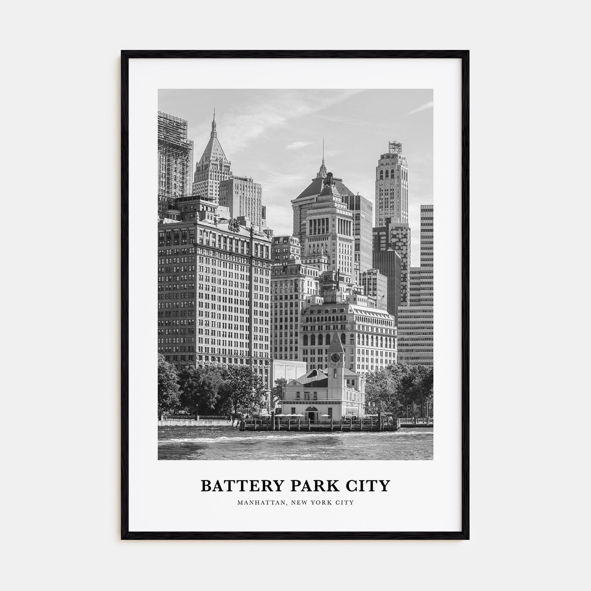 Battery Park City Portrait B&W Poster