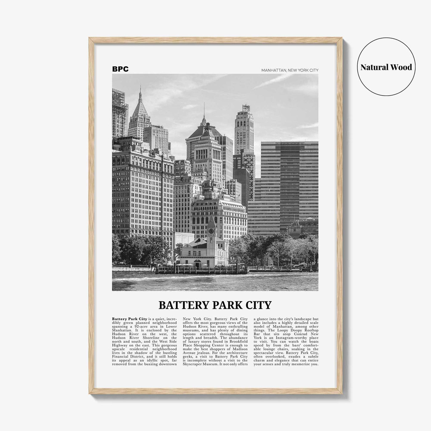 Battery Park City Print Black and White, Battery Park City Wall Art, Battery Park City Poster, Battery Park City Photo, New York City, USA