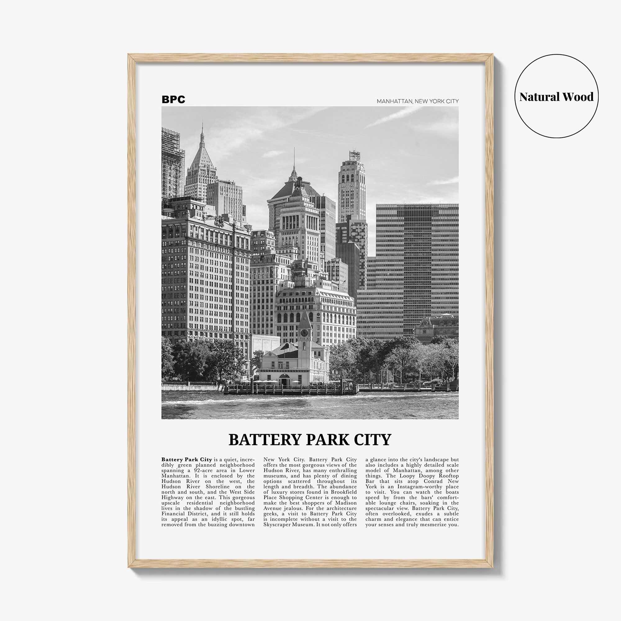 Battery Park City Print Black and White, Battery Park City Wall Art, Battery Park City Poster, Battery Park City Photo, New York City, USA