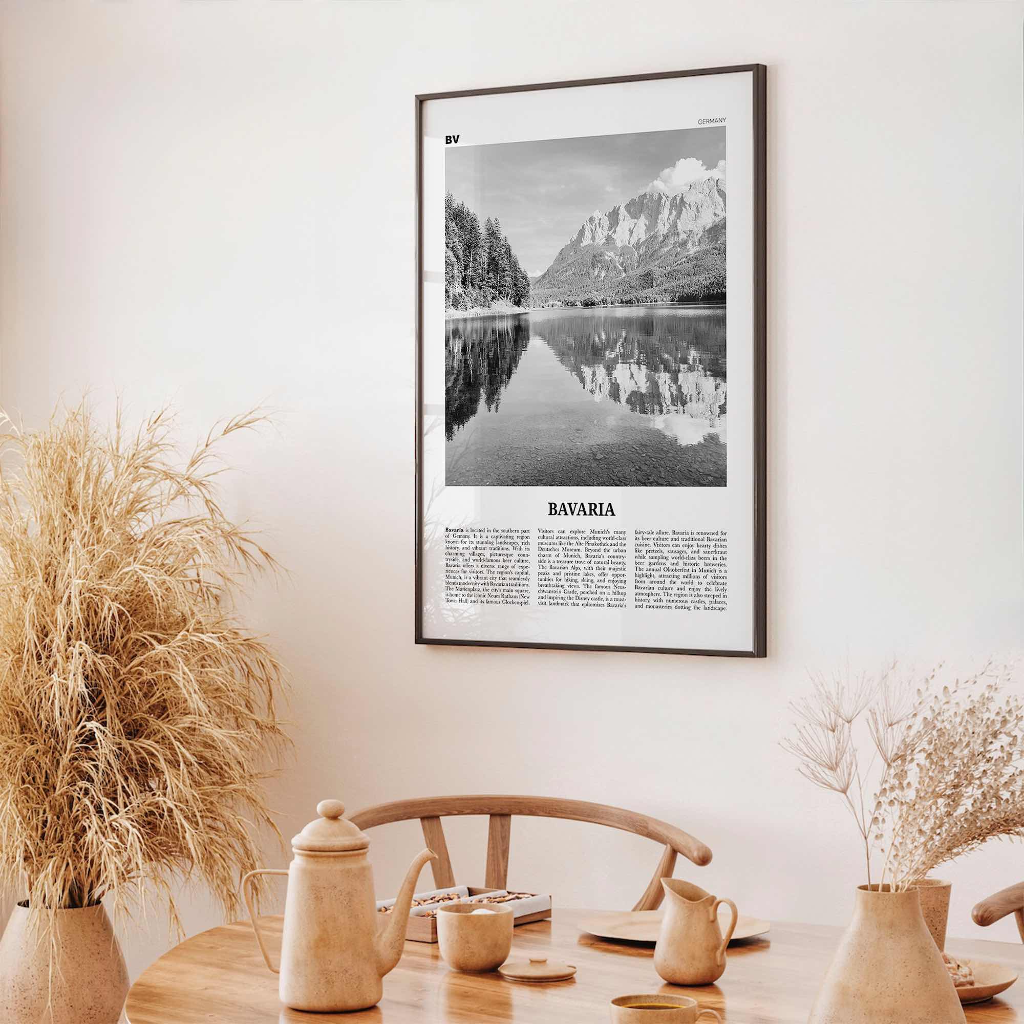 Bavaria Print Black and White, Bavaria Wall Art, Bavaria Poster, Bavaria Photo, Bavaria Wall Décor, Bavaria Map, Germany