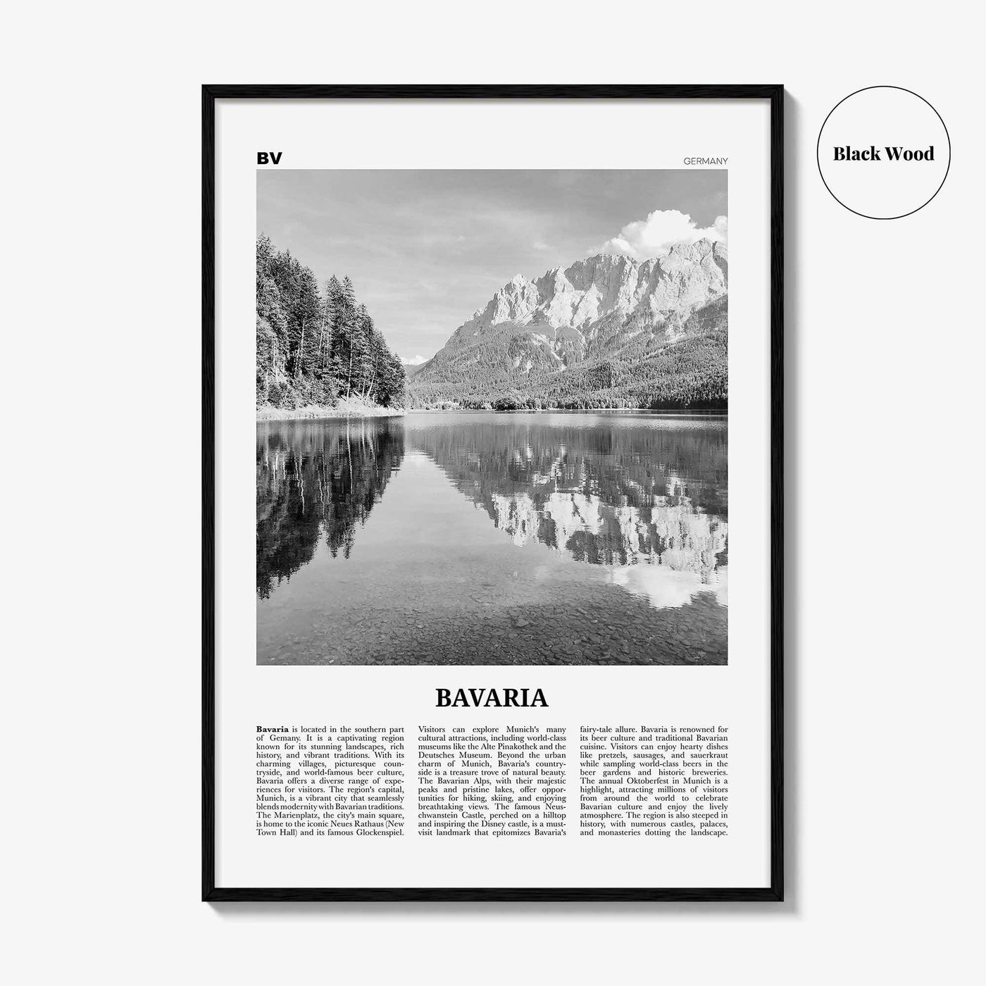 Bavaria Print Black and White, Bavaria Wall Art, Bavaria Poster, Bavaria Photo, Bavaria Wall Décor, Bavaria Map, Germany