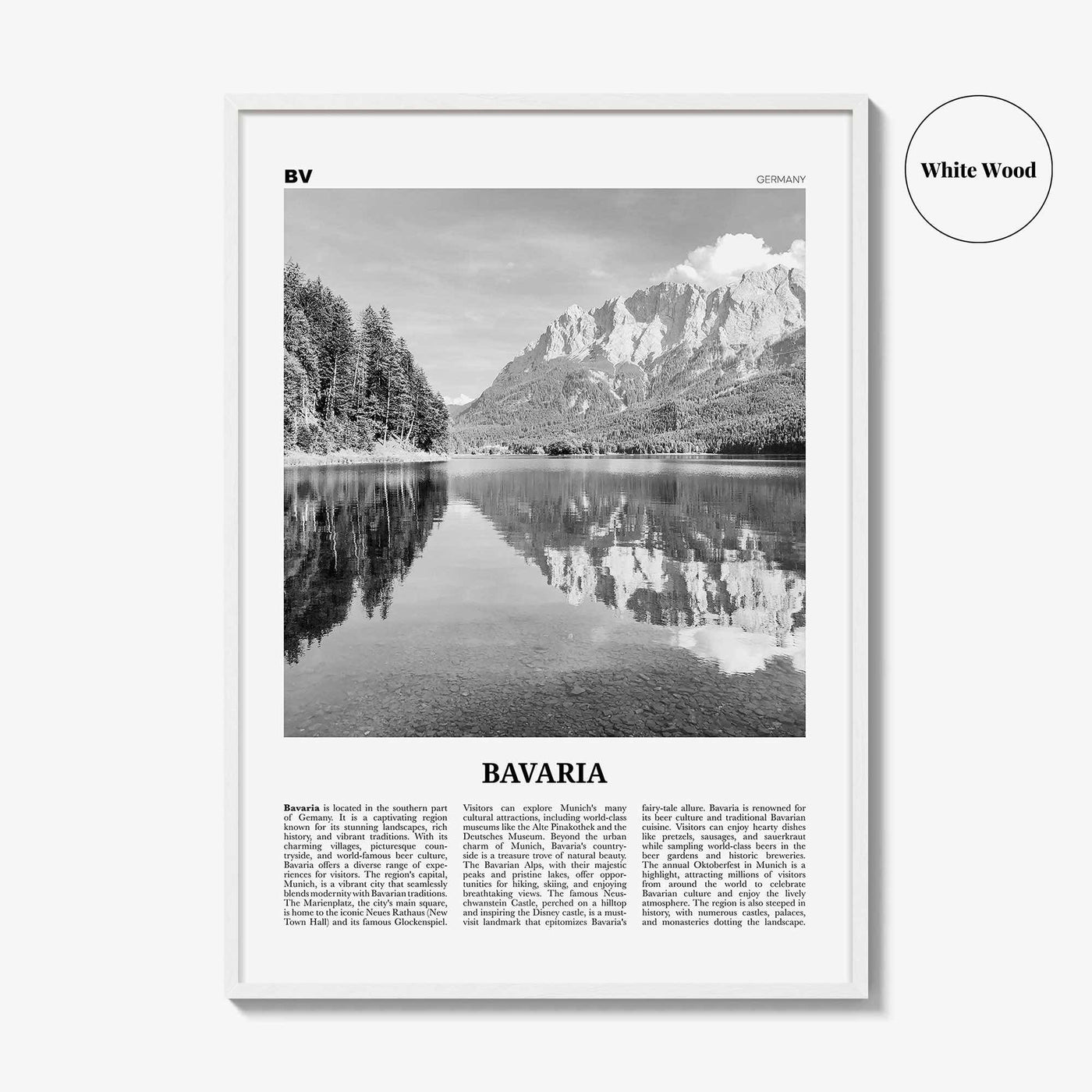 Bavaria Print Black and White, Bavaria Wall Art, Bavaria Poster, Bavaria Photo, Bavaria Wall Décor, Bavaria Map, Germany