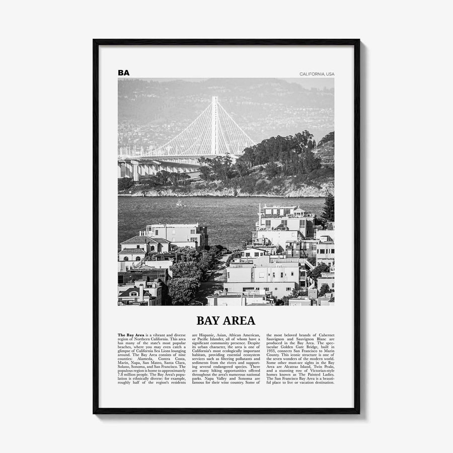 Bay Area Print Black and White No 1, Bay Area Wall Art, Bay Area Poster, California, USA, United States, Bay Area Photo