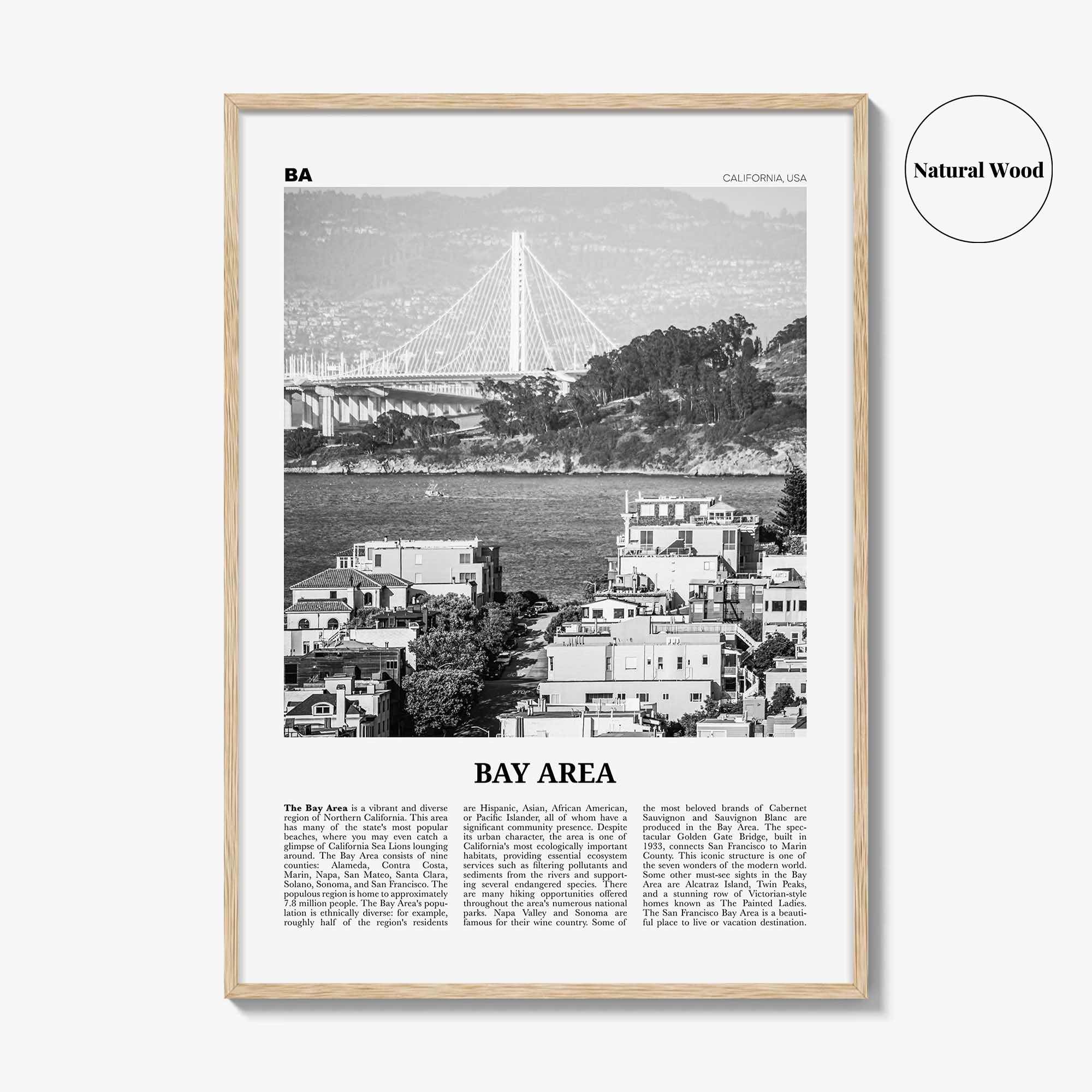 Bay Area Print Black and White No 1, Bay Area Wall Art, Bay Area Poster, California, USA, United States, Bay Area Photo