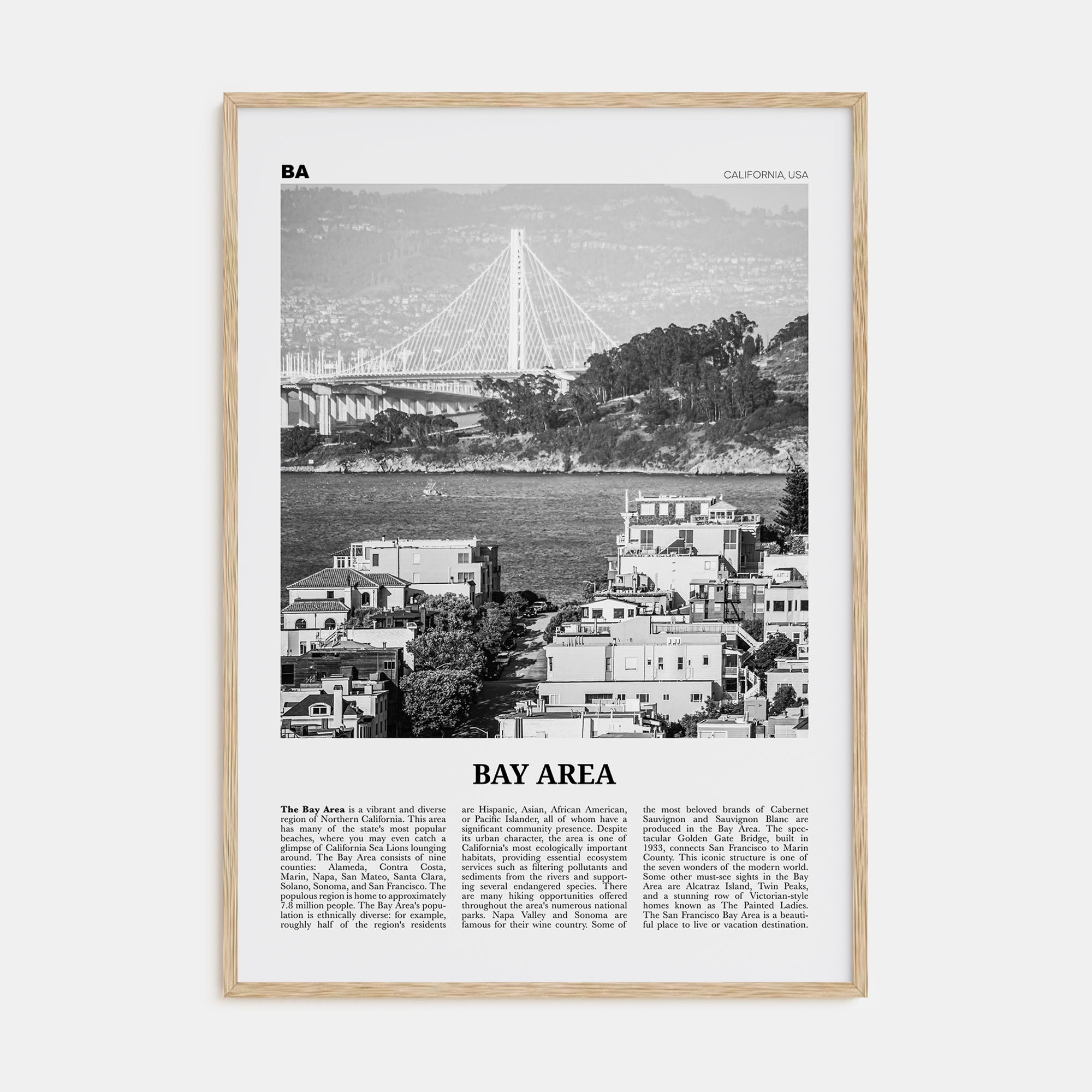 Bay Area Travel B&W No 1 Poster