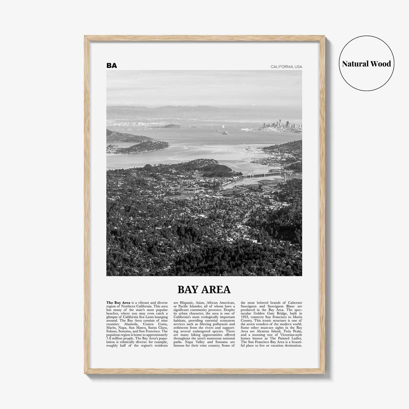 Bay Area Print Black and White No 2, Bay Area Wall Art, Bay Area Poster, California, USA, United States, Bay Area Photo