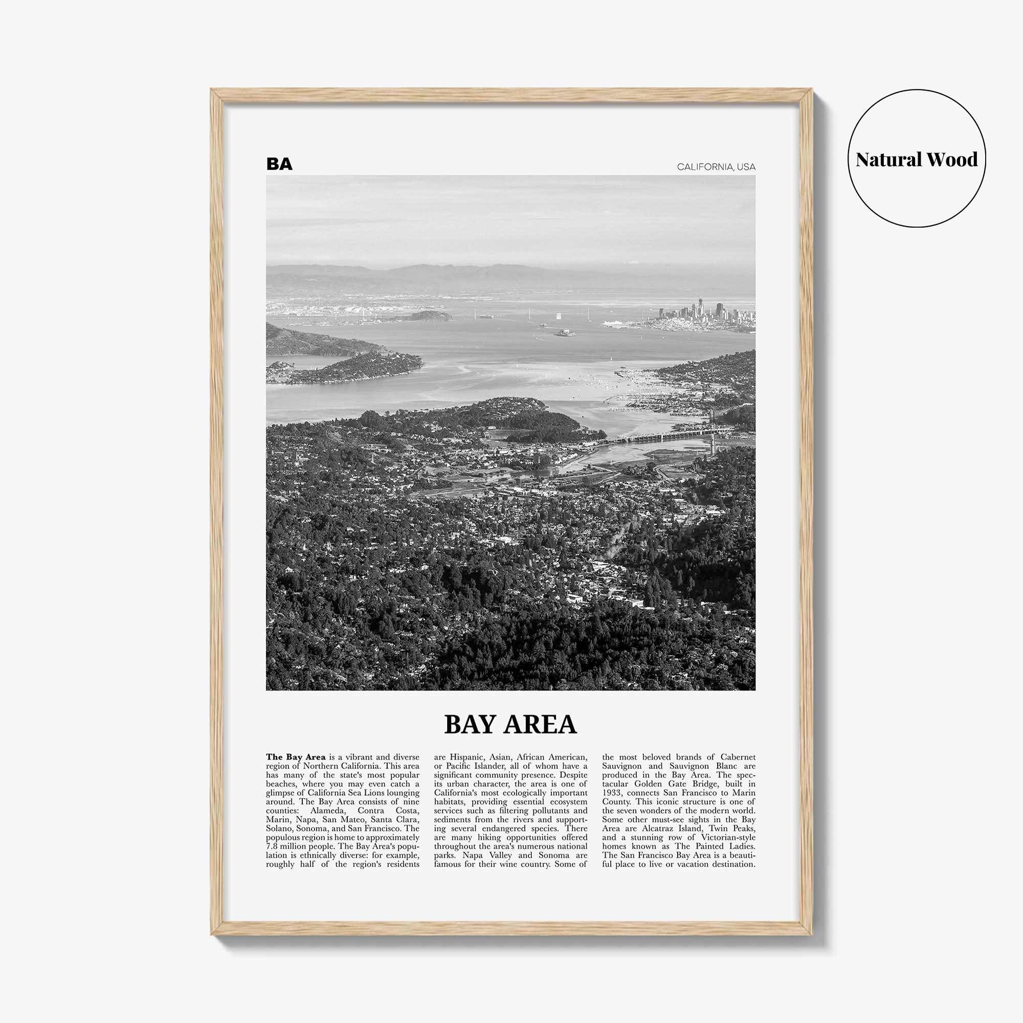 Bay Area Print Black and White No 2, Bay Area Wall Art, Bay Area Poster, California, USA, United States, Bay Area Photo