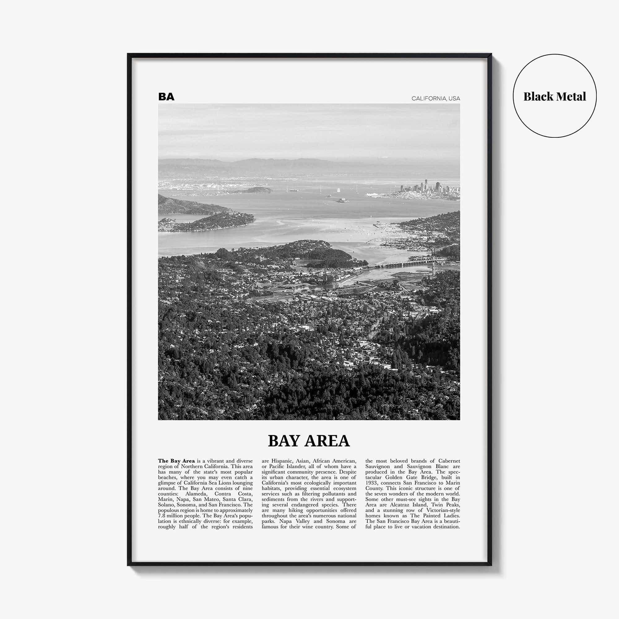 Bay Area Print Black and White No 2, Bay Area Wall Art, Bay Area Poster, California, USA, United States, Bay Area Photo