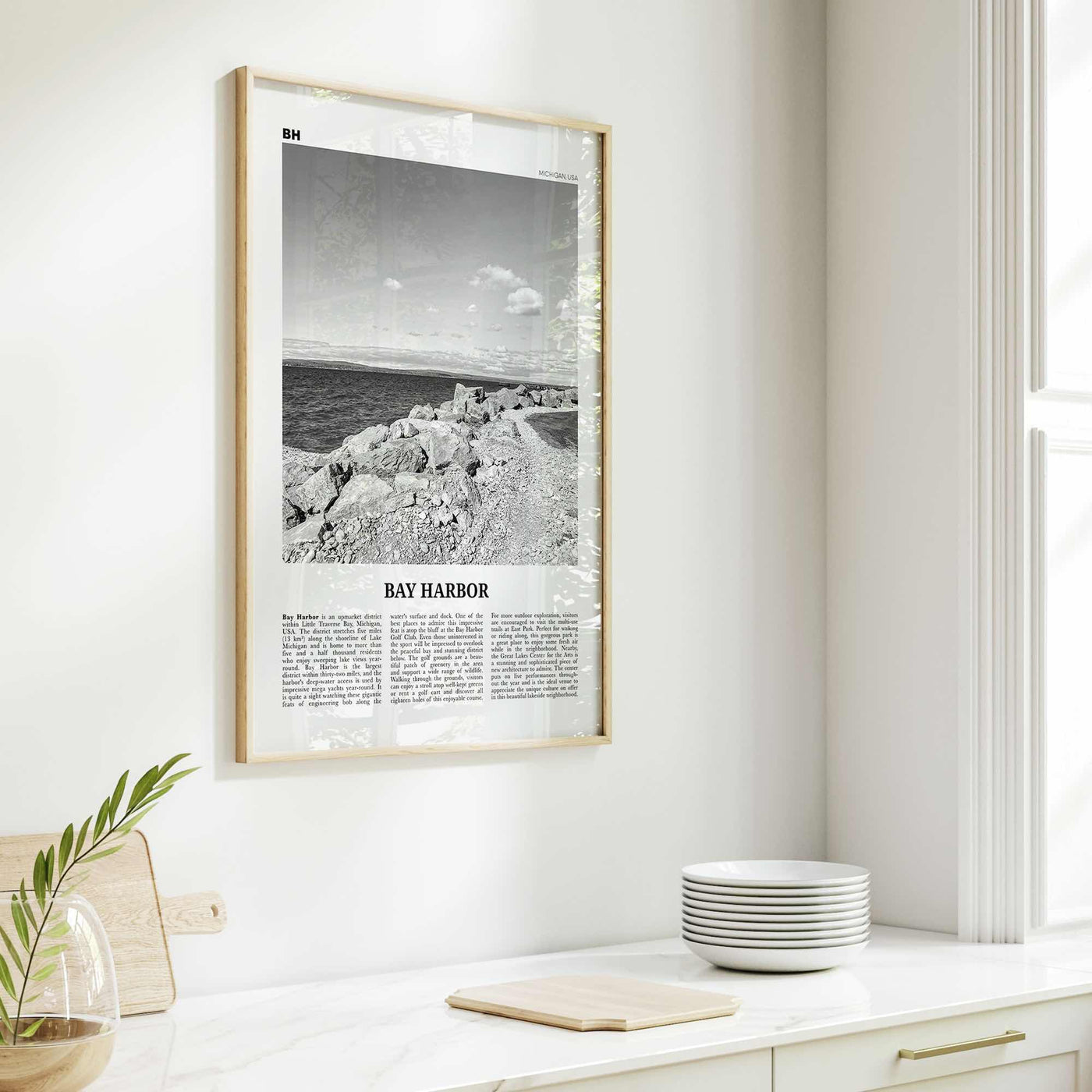 Bay Harbor Print Black and White, Bay Harbor Wall Art, Bay Harbor Poster, Bay Harbor Photo, Bay Harbor Map, Bay Harbor Wall Decor, Michigan