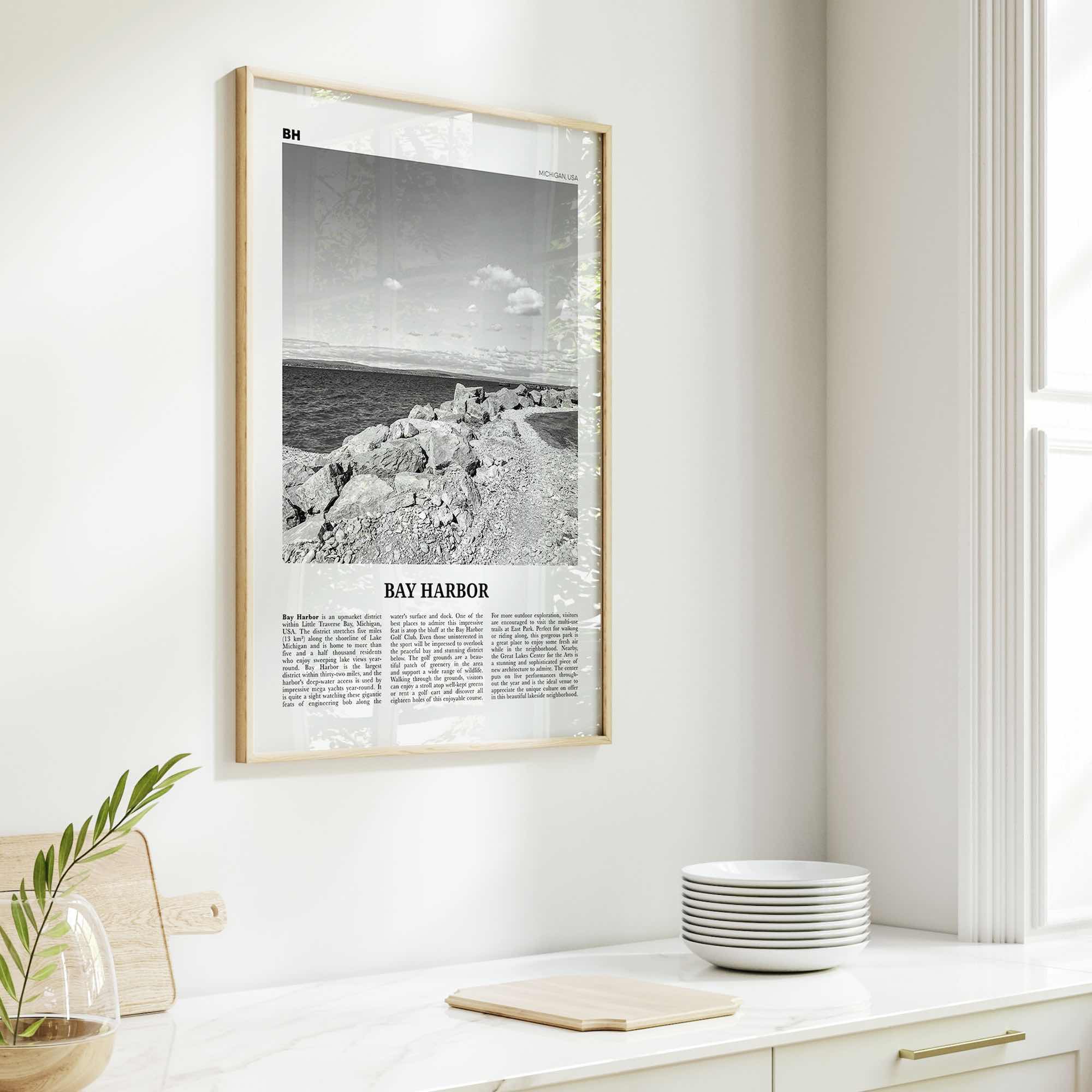 Bay Harbor Print Black and White, Bay Harbor Wall Art, Bay Harbor Poster, Bay Harbor Photo, Bay Harbor Map, Bay Harbor Wall Decor, Michigan