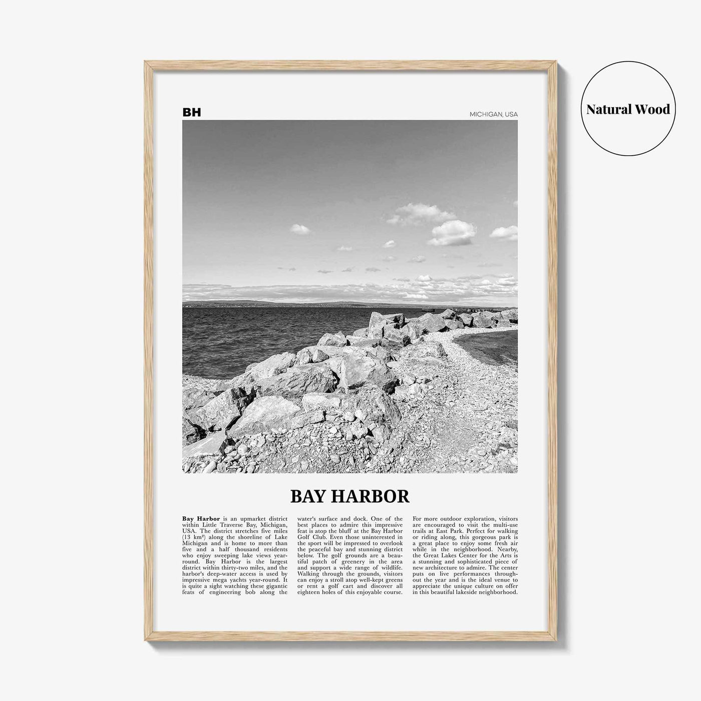 Bay Harbor Print Black and White, Bay Harbor Wall Art, Bay Harbor Poster, Bay Harbor Photo, Bay Harbor Map, Bay Harbor Wall Decor, Michigan