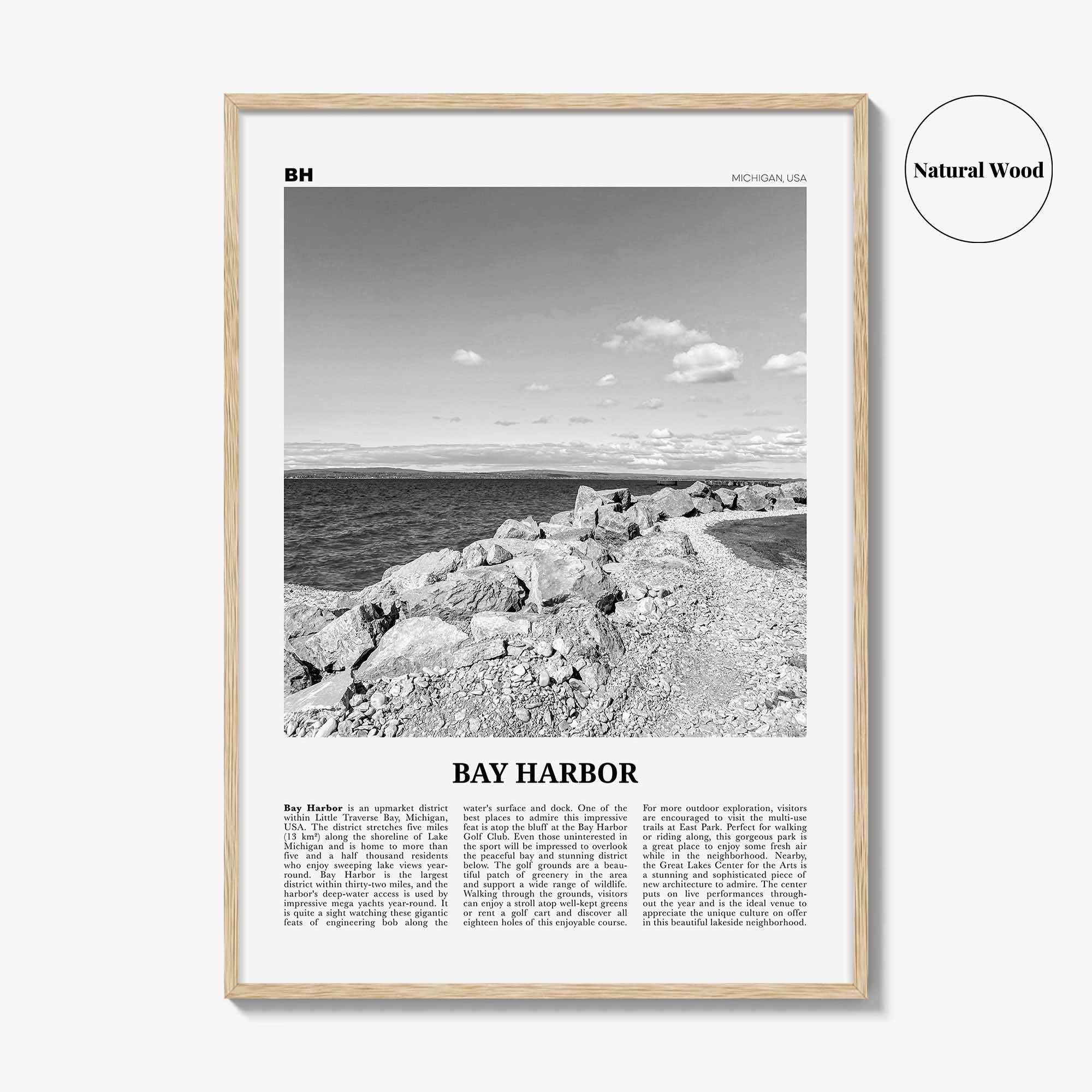 Bay Harbor Print Black and White, Bay Harbor Wall Art, Bay Harbor Poster, Bay Harbor Photo, Bay Harbor Map, Bay Harbor Wall Decor, Michigan