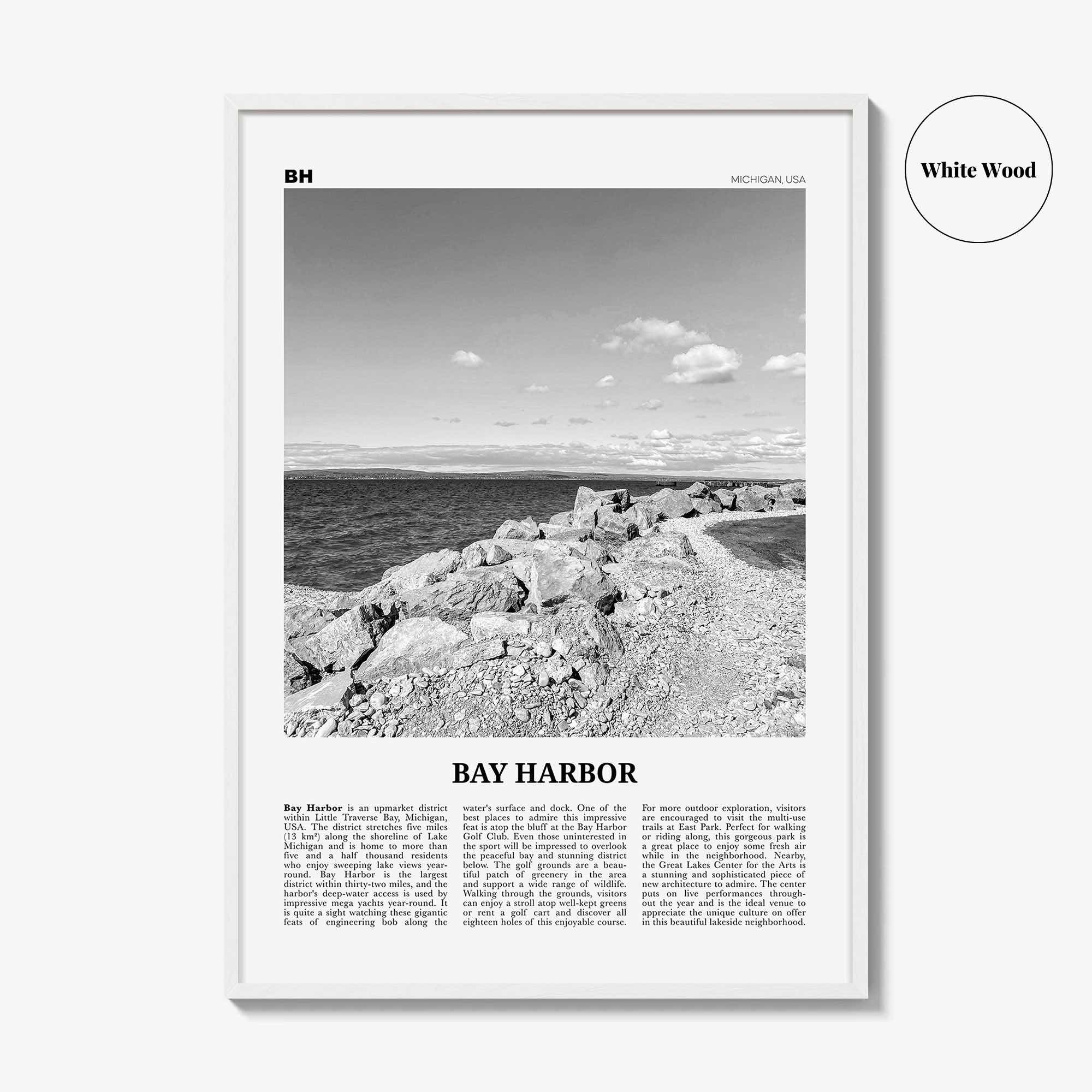 Bay Harbor Print Black and White, Bay Harbor Wall Art, Bay Harbor Poster, Bay Harbor Photo, Bay Harbor Map, Bay Harbor Wall Decor, Michigan