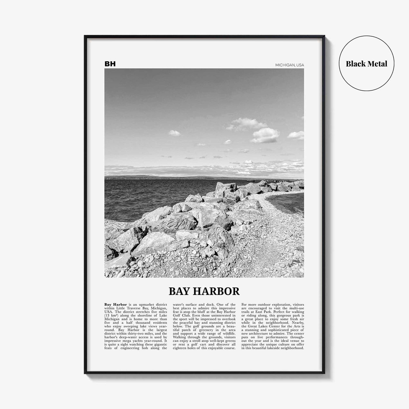 Bay Harbor Print Black and White, Bay Harbor Wall Art, Bay Harbor Poster, Bay Harbor Photo, Bay Harbor Map, Bay Harbor Wall Decor, Michigan