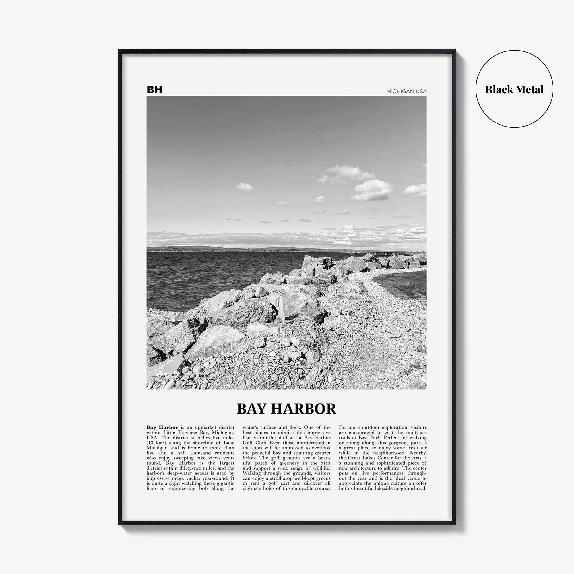 Bay Harbor Print Black and White, Bay Harbor Wall Art, Bay Harbor Poster, Bay Harbor Photo, Bay Harbor Map, Bay Harbor Wall Decor, Michigan