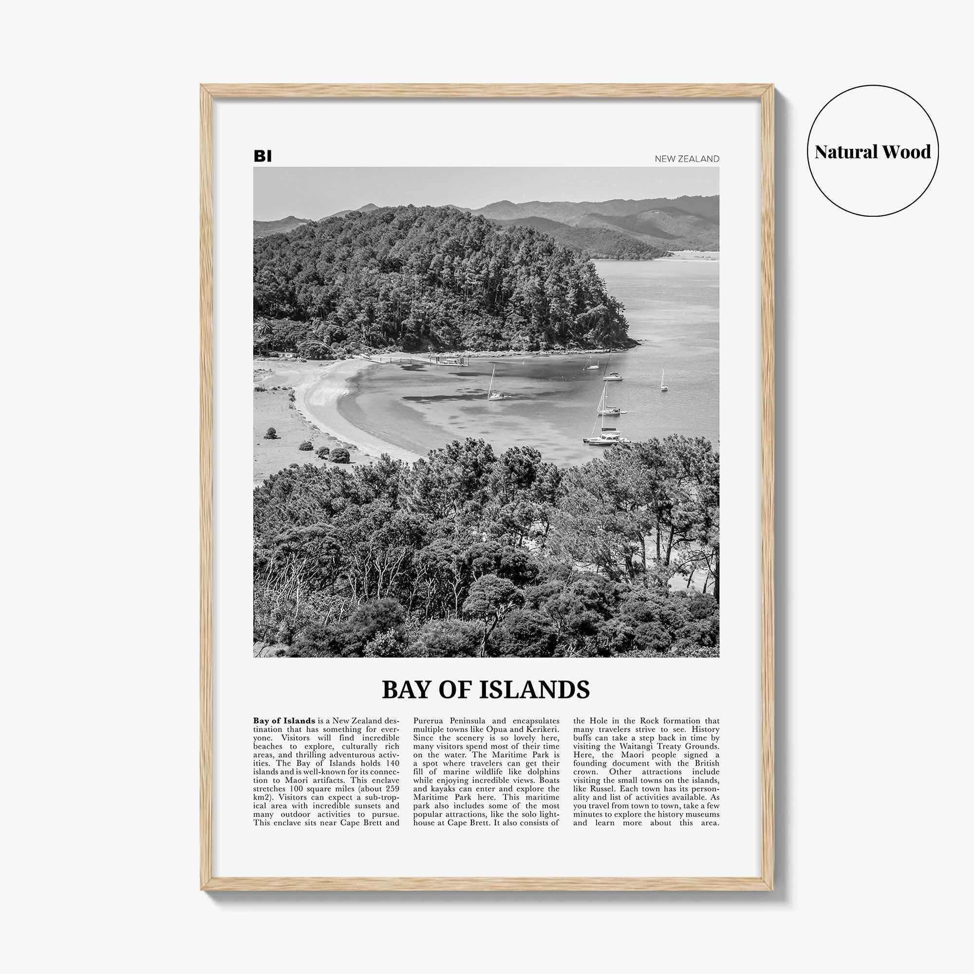 Bay of Islands Print Black and White, Bay of Islands Wall Art, Bay of Islands Poster, Bay of Islands Photo, New Zealand