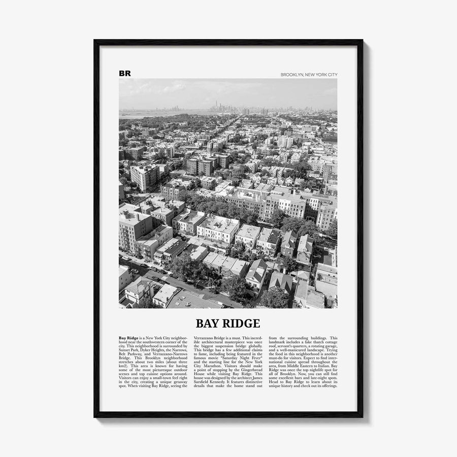 Bay Ridge Print Black and White, Bay Ridge Wall Art, Bay Ridge Poster, Bay Ridge Photo, Bay Ridge Wall Décor, Bay Ridge Map, New York, USA