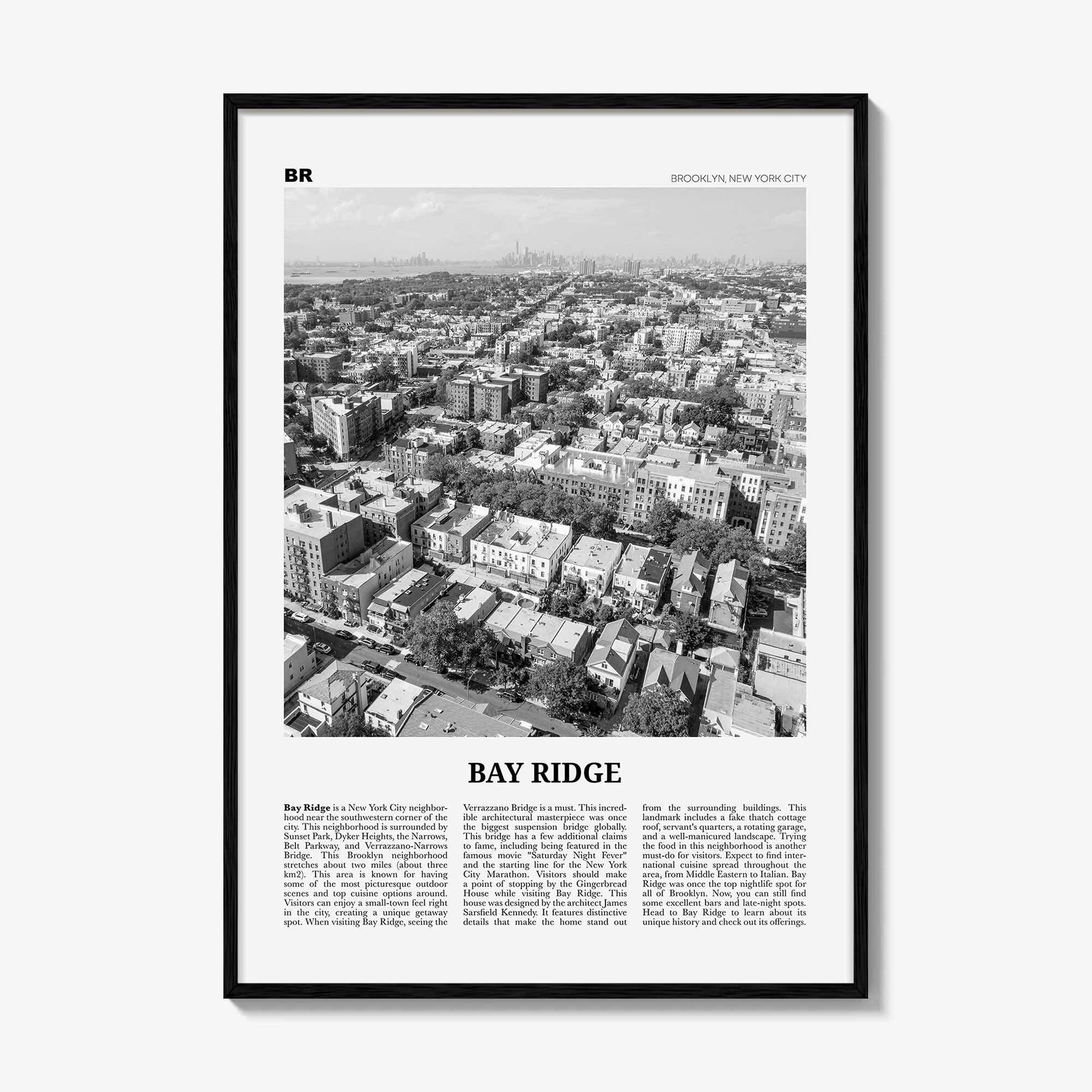 Bay Ridge Print Black and White, Bay Ridge Wall Art, Bay Ridge Poster, Bay Ridge Photo, Bay Ridge Wall Décor, Bay Ridge Map, New York, USA