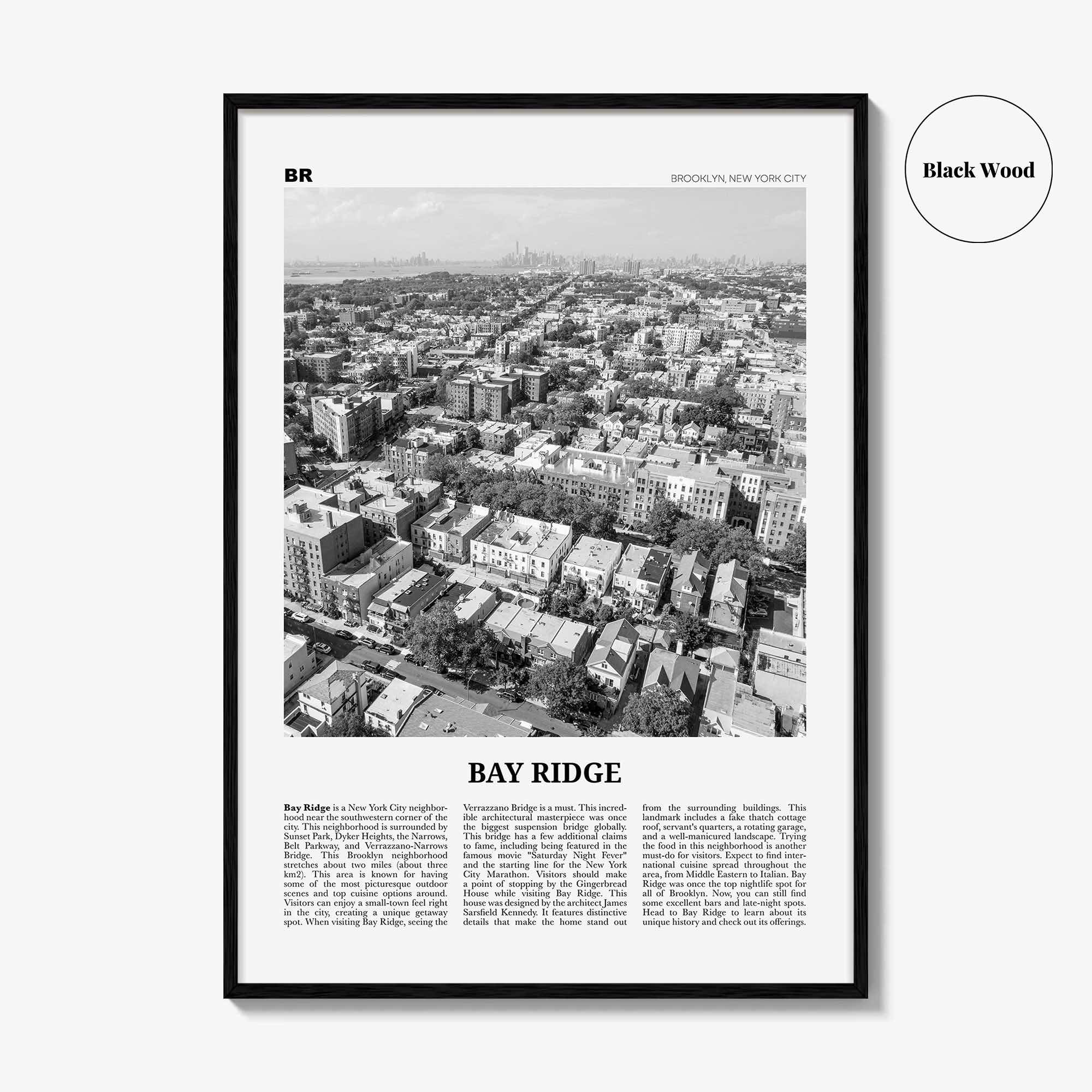 Bay Ridge Print Black and White, Bay Ridge Wall Art, Bay Ridge Poster, Bay Ridge Photo, Bay Ridge Wall Décor, Bay Ridge Map, New York, USA