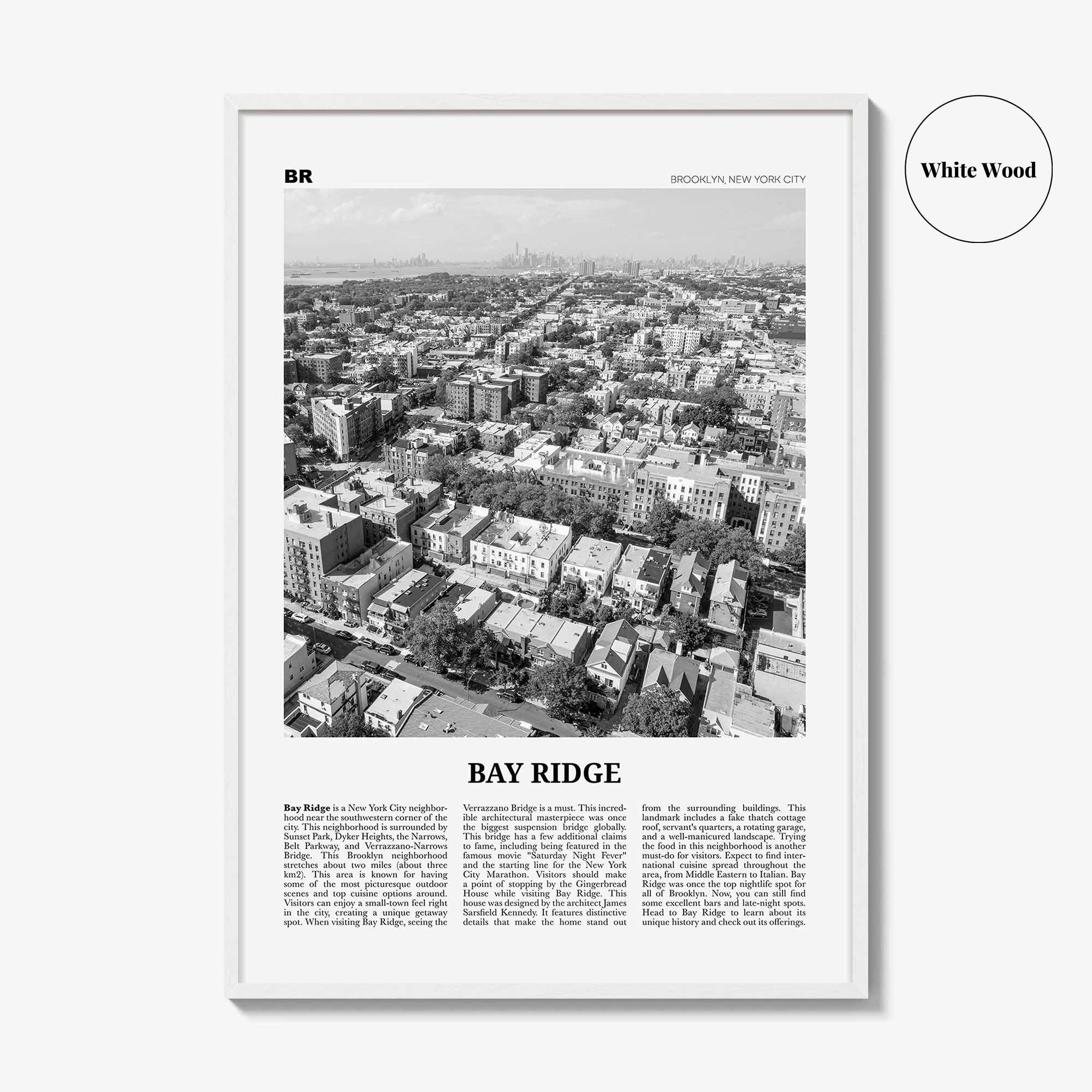 Bay Ridge Print Black and White, Bay Ridge Wall Art, Bay Ridge Poster, Bay Ridge Photo, Bay Ridge Wall Décor, Bay Ridge Map, New York, USA