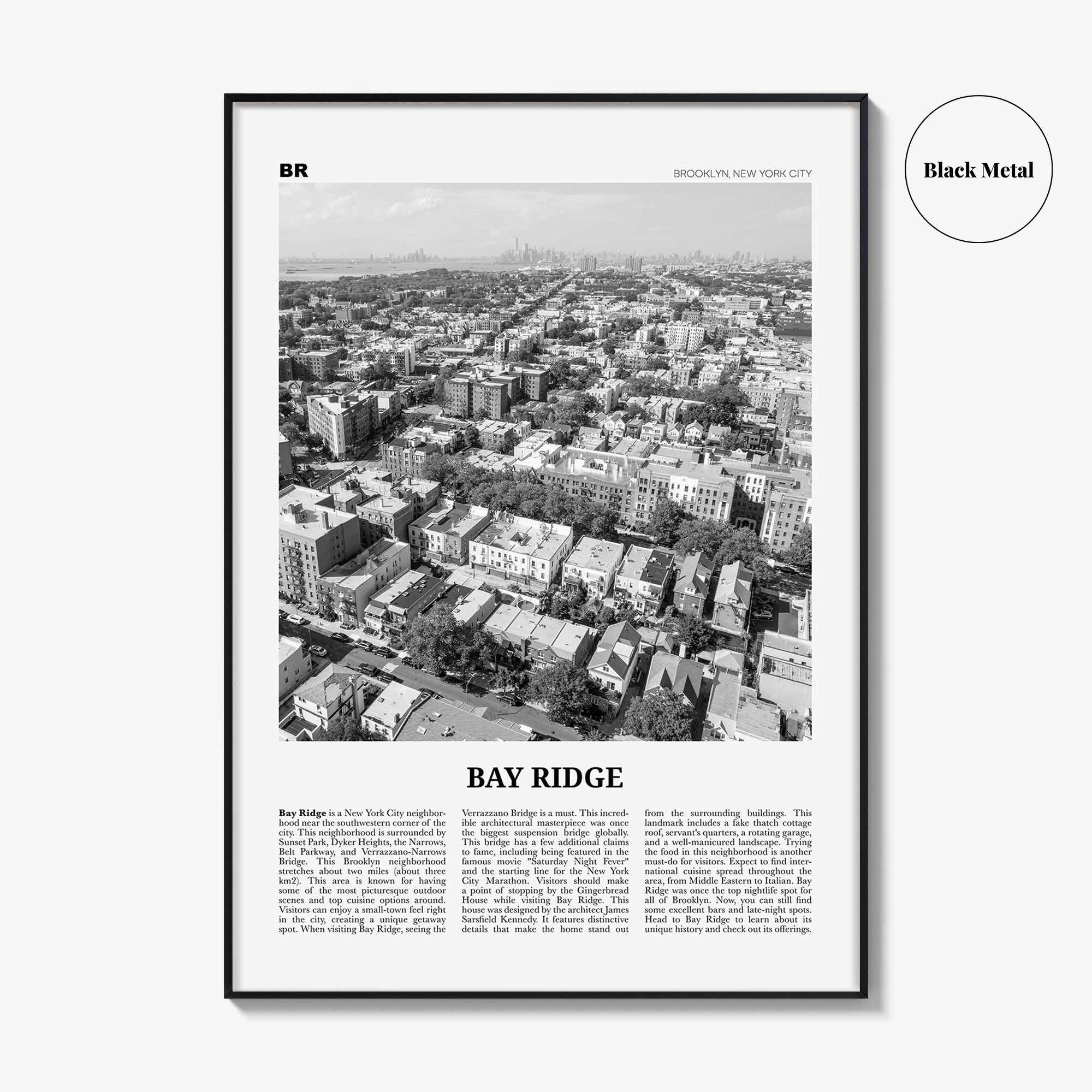 Bay Ridge Print Black and White, Bay Ridge Wall Art, Bay Ridge Poster, Bay Ridge Photo, Bay Ridge Wall Décor, Bay Ridge Map, New York, USA