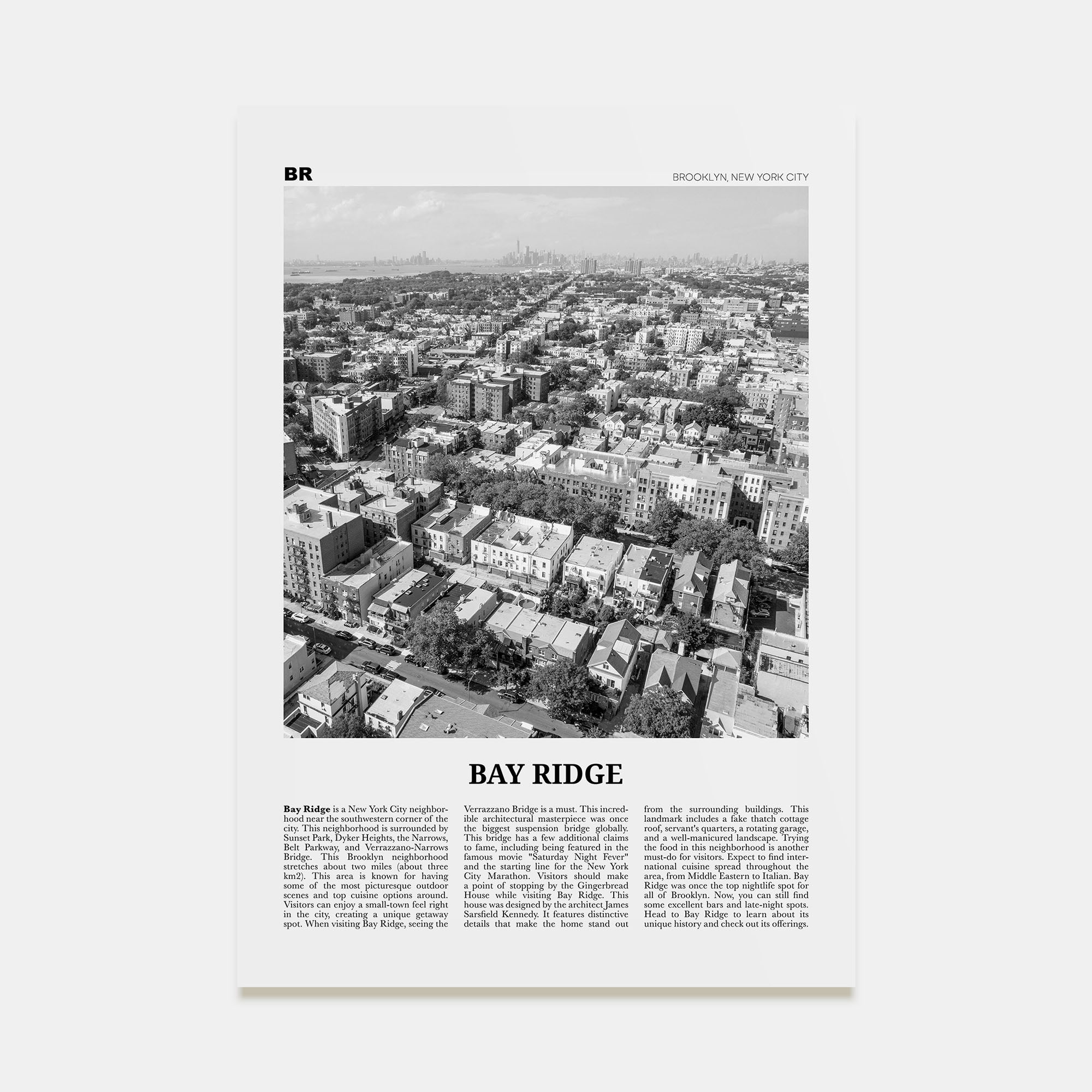 Bay Ridge Travel B&W Poster