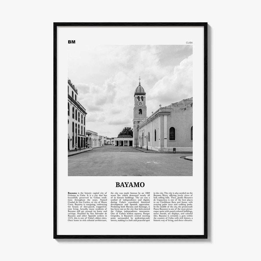 Bayamo Print Black and White, Bayamo Wall Art, Bayamo Poster, Bayamo Photo, Bayamo Wall Décor, Bayamo Map, Cuba