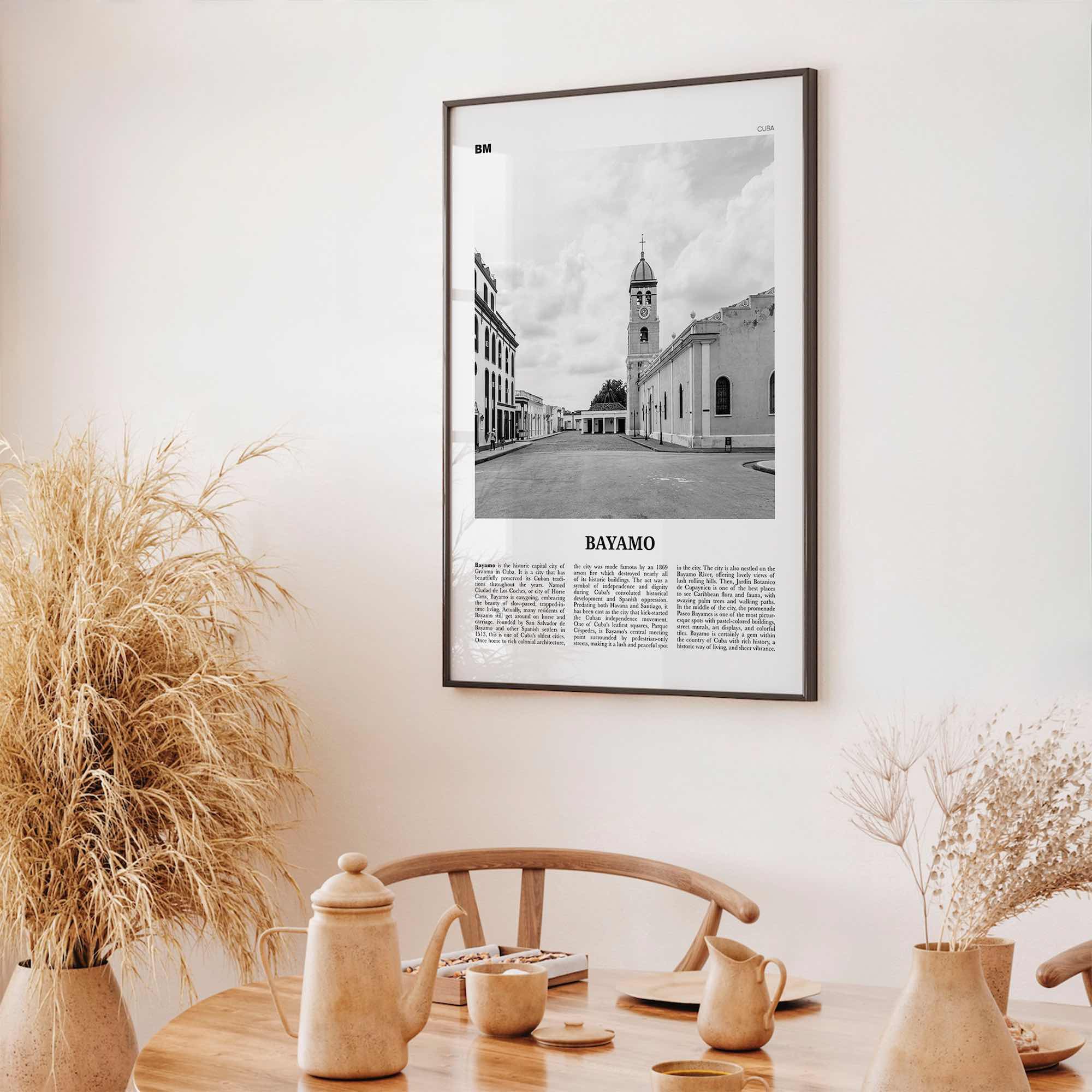 Bayamo Print Black and White, Bayamo Wall Art, Bayamo Poster, Bayamo Photo, Bayamo Wall Décor, Bayamo Map, Cuba