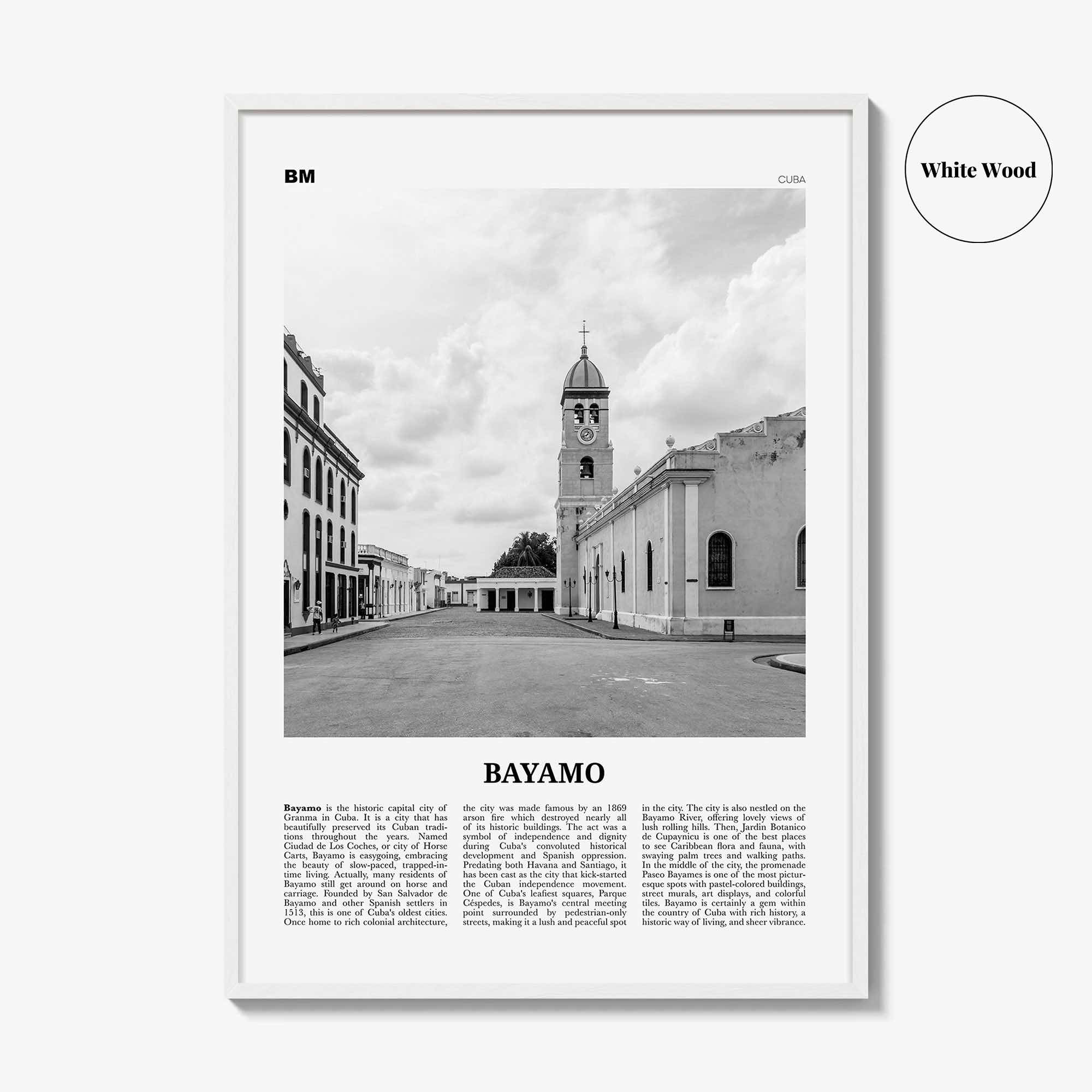 Bayamo Print Black and White, Bayamo Wall Art, Bayamo Poster, Bayamo Photo, Bayamo Wall Décor, Bayamo Map, Cuba