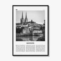 Bayonne Print Black and White France, Bayonne Wall Art, Bayonne Poster, Bayonne Photo, Bayonne Wall Décor, Bayonne Map, France
